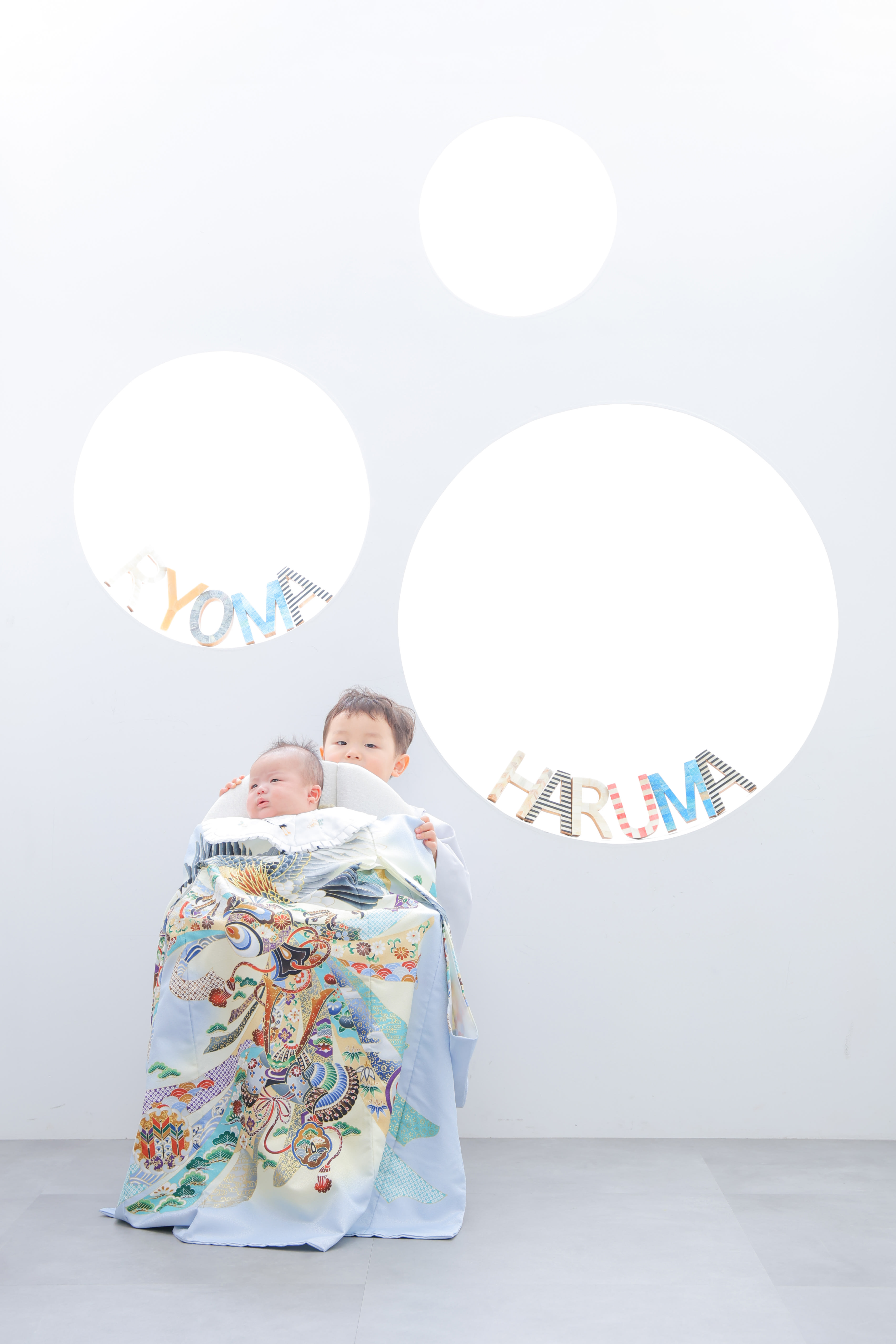 3ヶ月男の子　お宮参り　兄弟写真