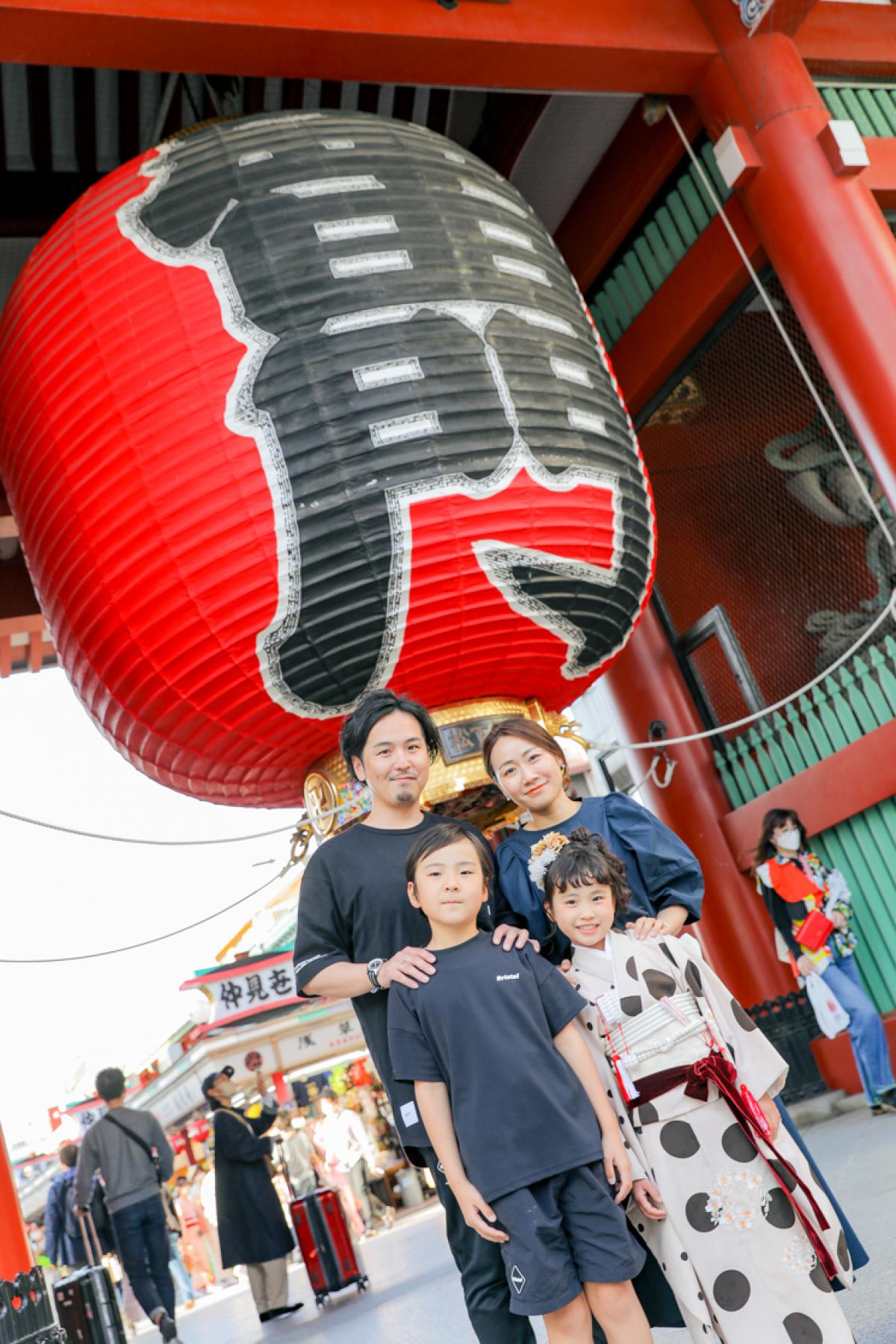 七五三　ファミリーフォト　家族写真　雷門　浅草　キッズ写真 　ハピスタ