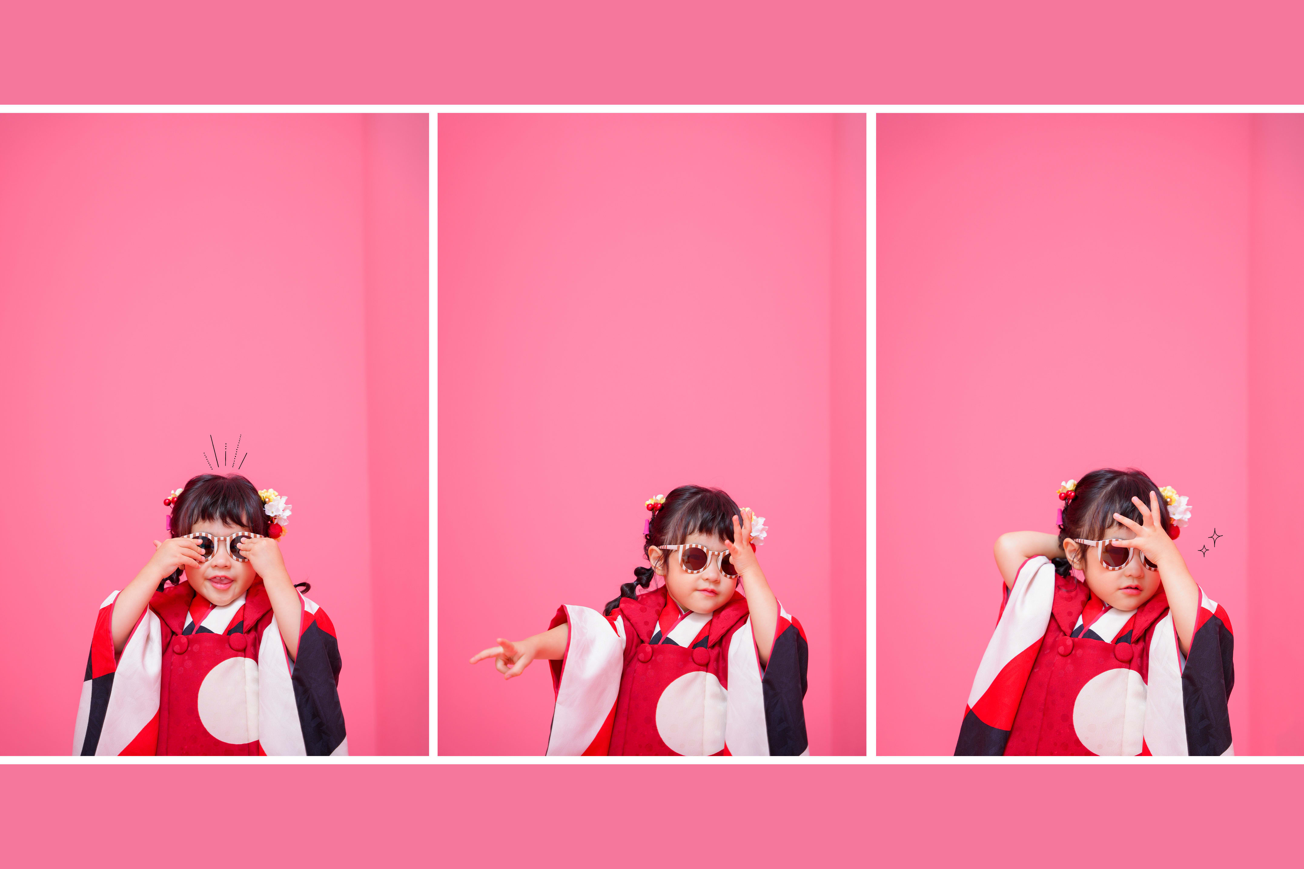 七五三　七五三撮影　753 753撮影　3歳女の子　女の子着物　　キッズフォトスタジオ　フォトスタジオ　大阪フォトスタジオ　堺市フォトスタジオ　家族　家族撮影　家族フォト　ファミリー