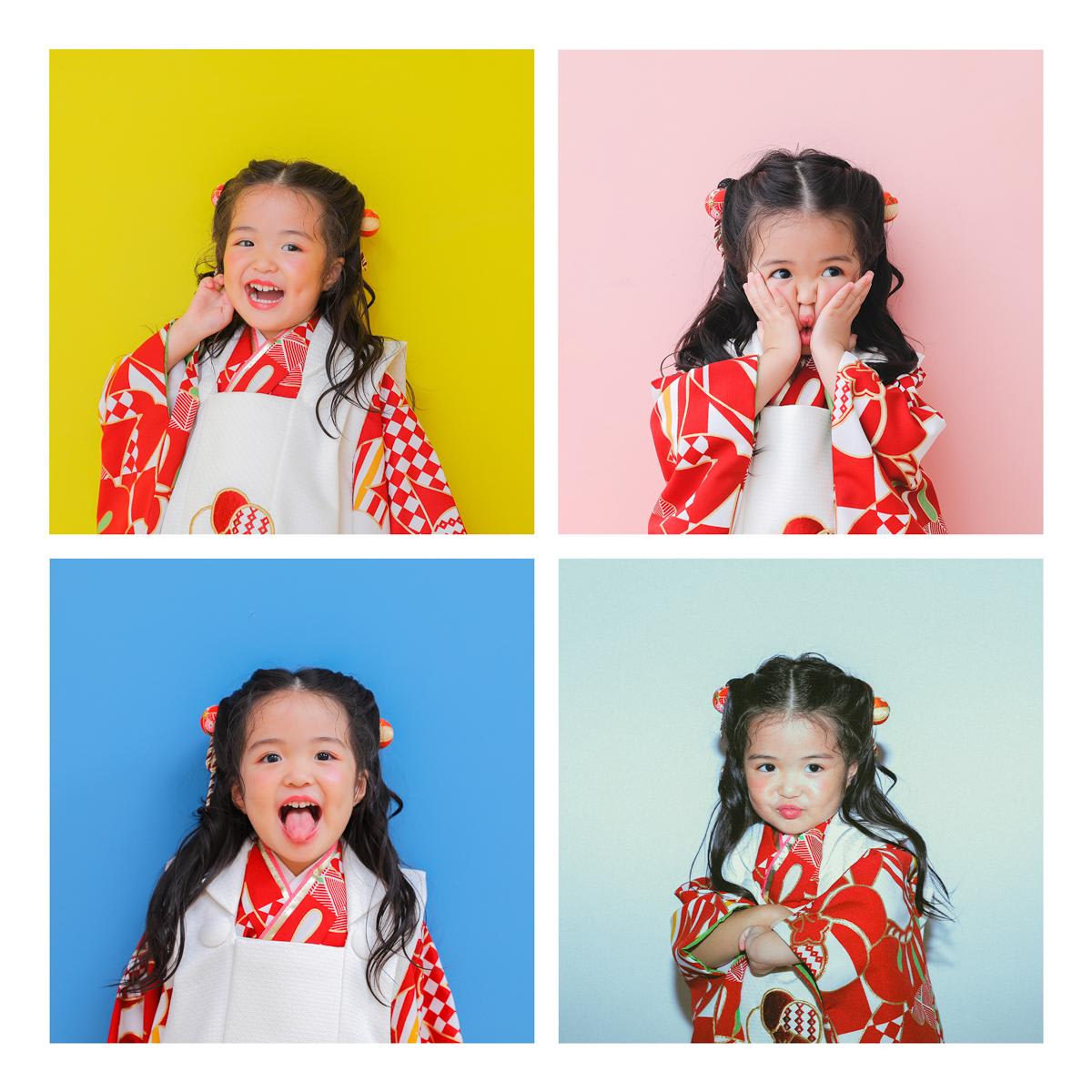 七五三　記念写真　女の子　カラフル　キッズフォトハウス　HAPISTA