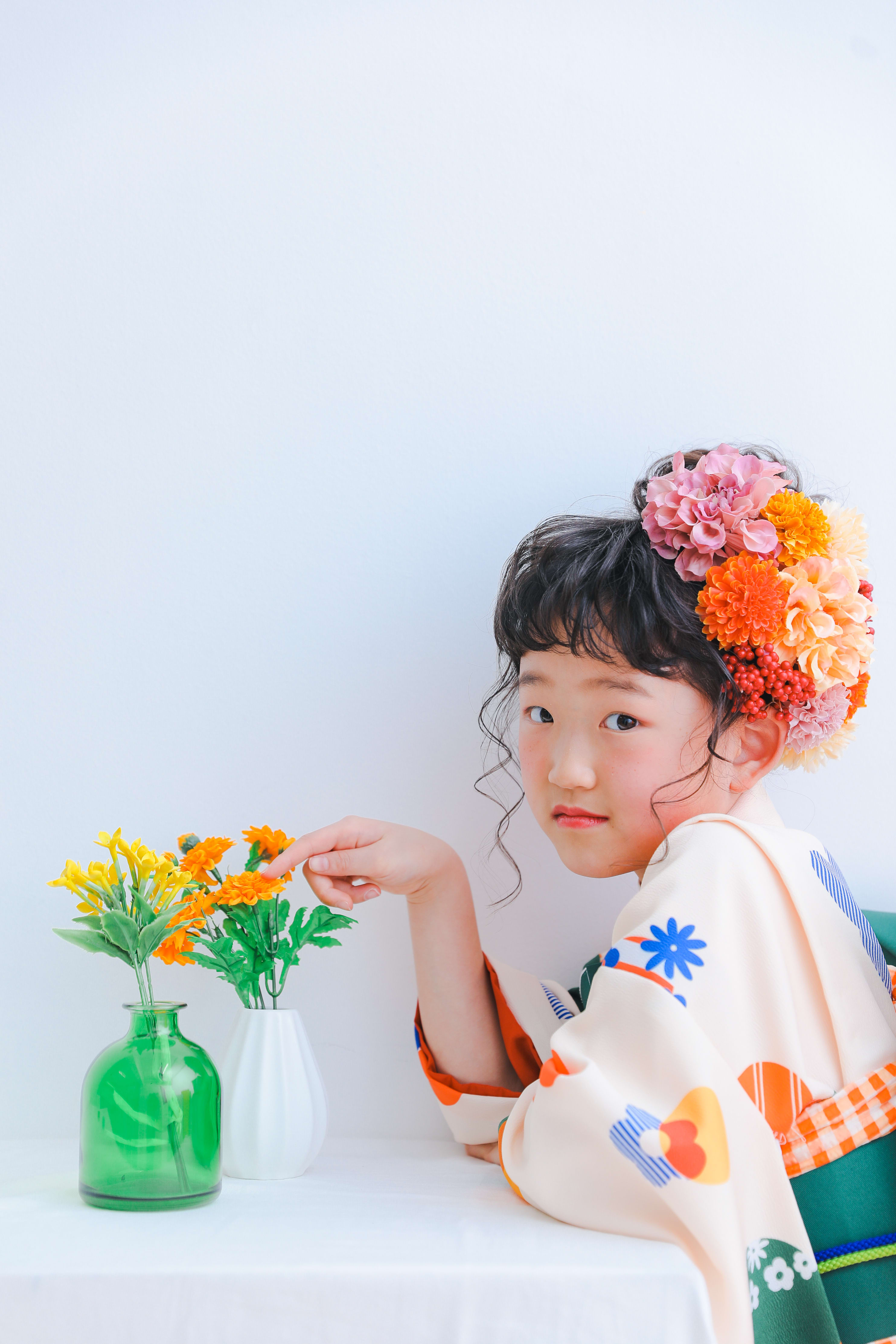 七五三　記念写真　お花　キッズフォトハウス　HAPISTA