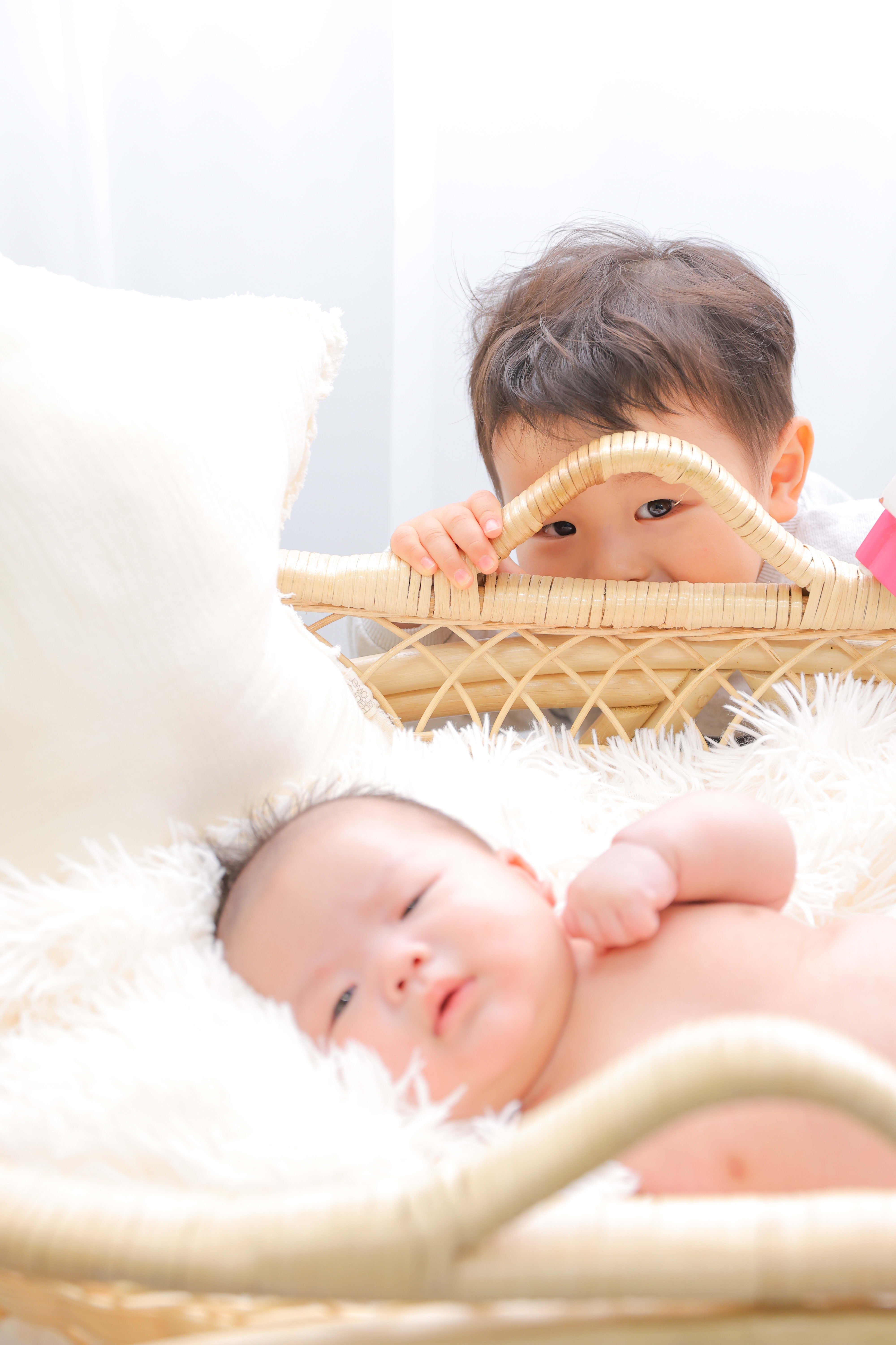 3ヶ月男の子　お宮参り　兄弟写真　ベビー