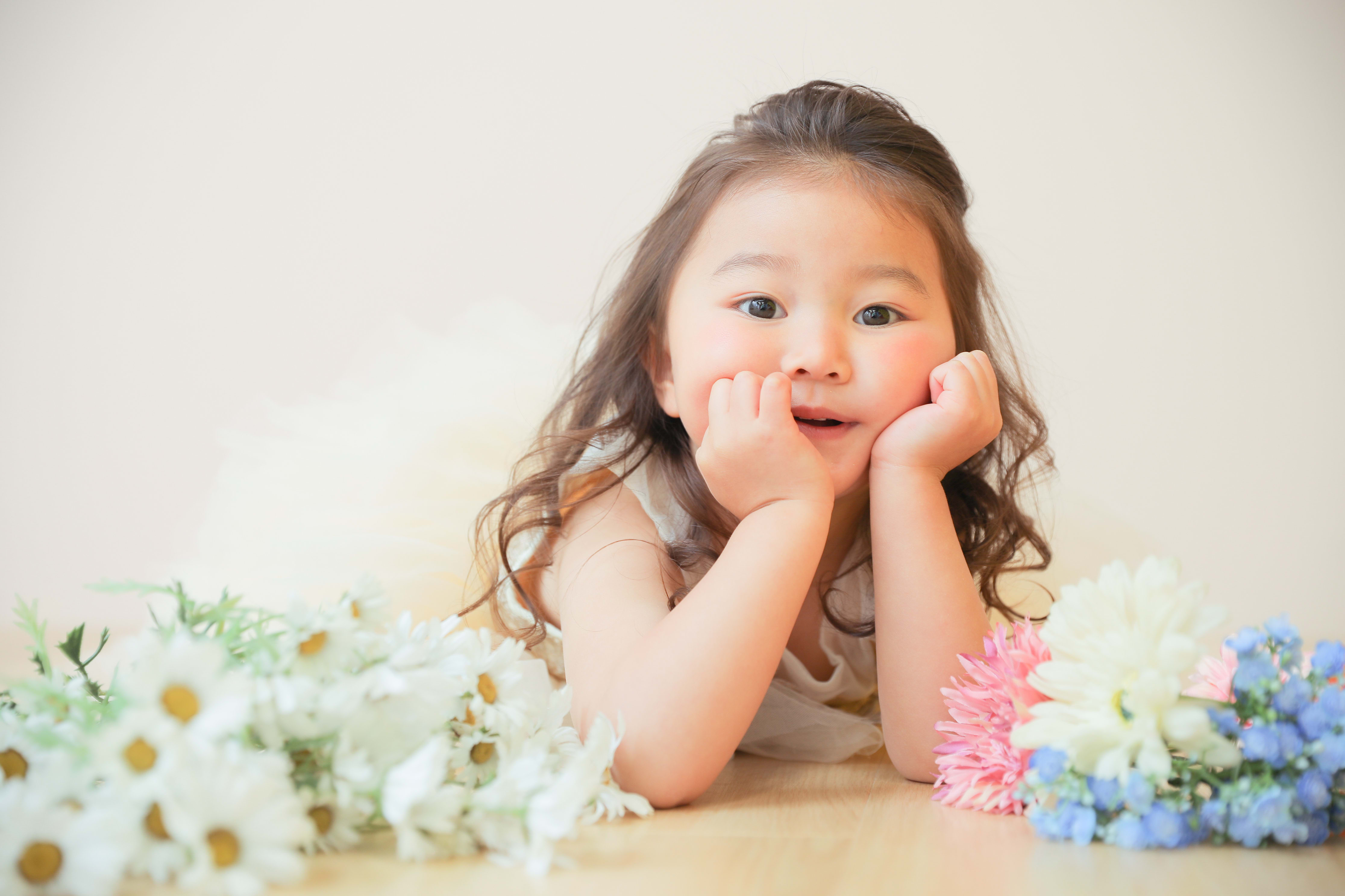 七五三　記念写真　女の子　お花　キッズフォトハウス　HAPISTA