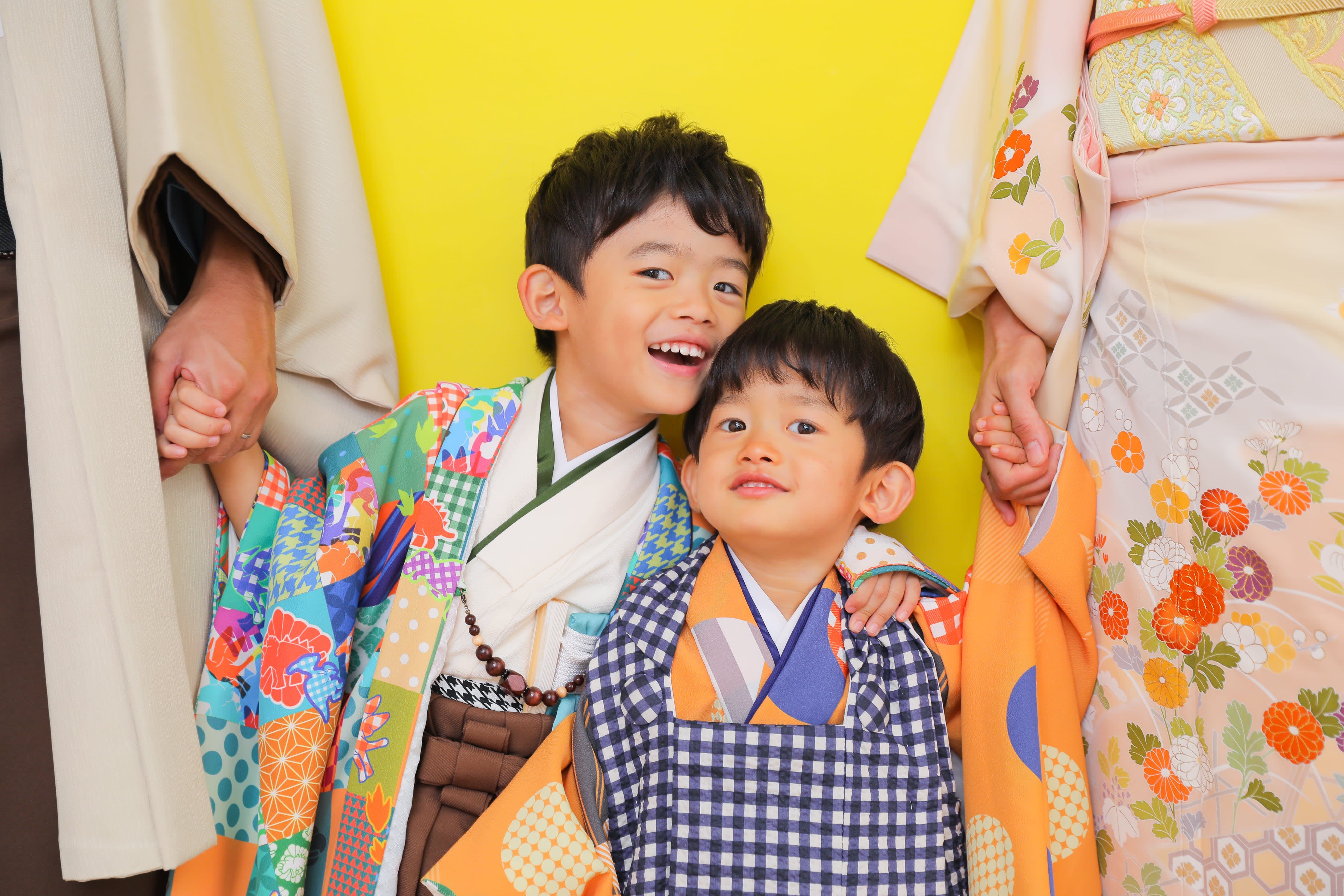 七五三前撮り　兄弟　世田谷区　キッズヘアメイク ３歳男の子　5歳男の子