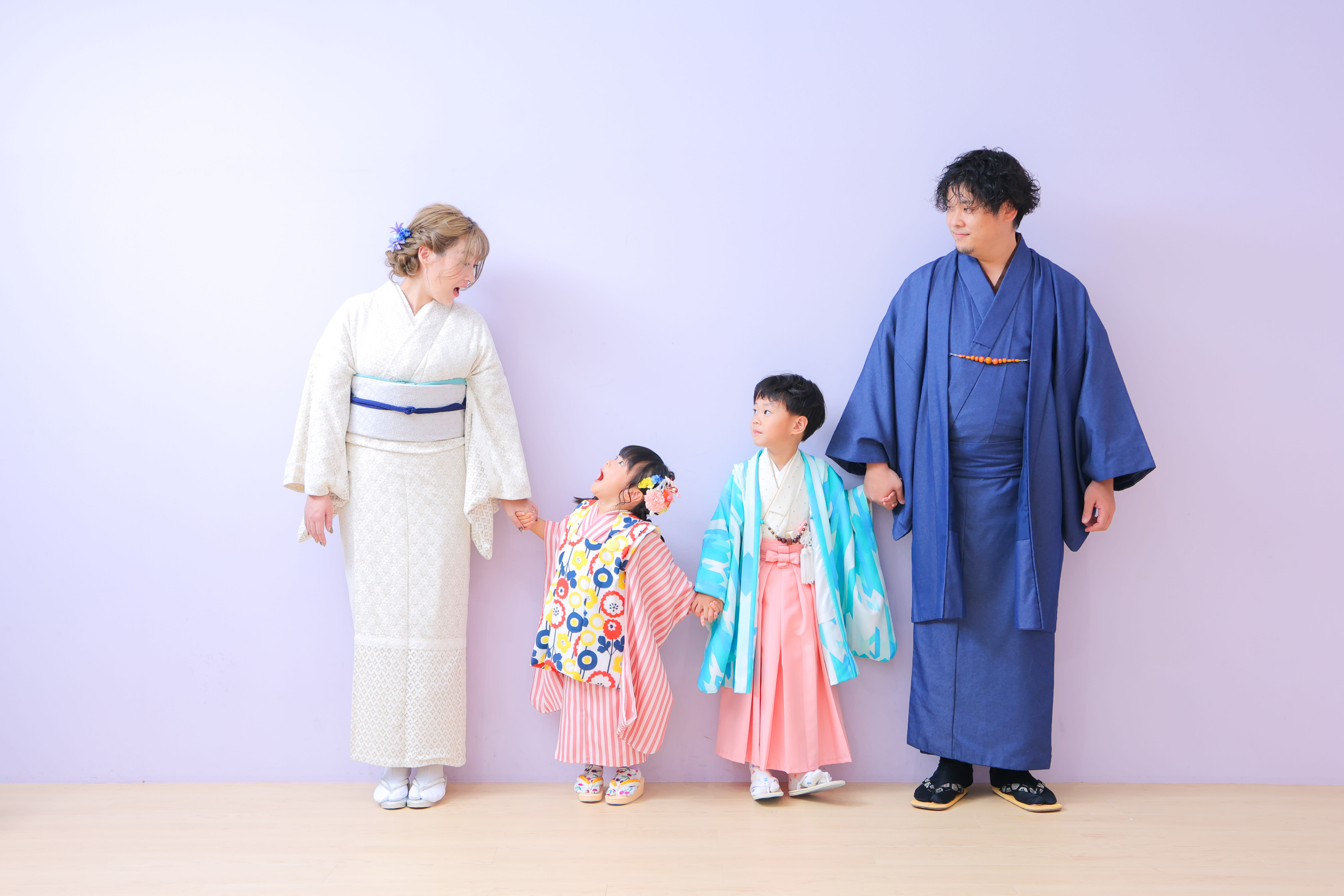 3歳女の子 5歳男の子　姉妹　753 七五三　家族