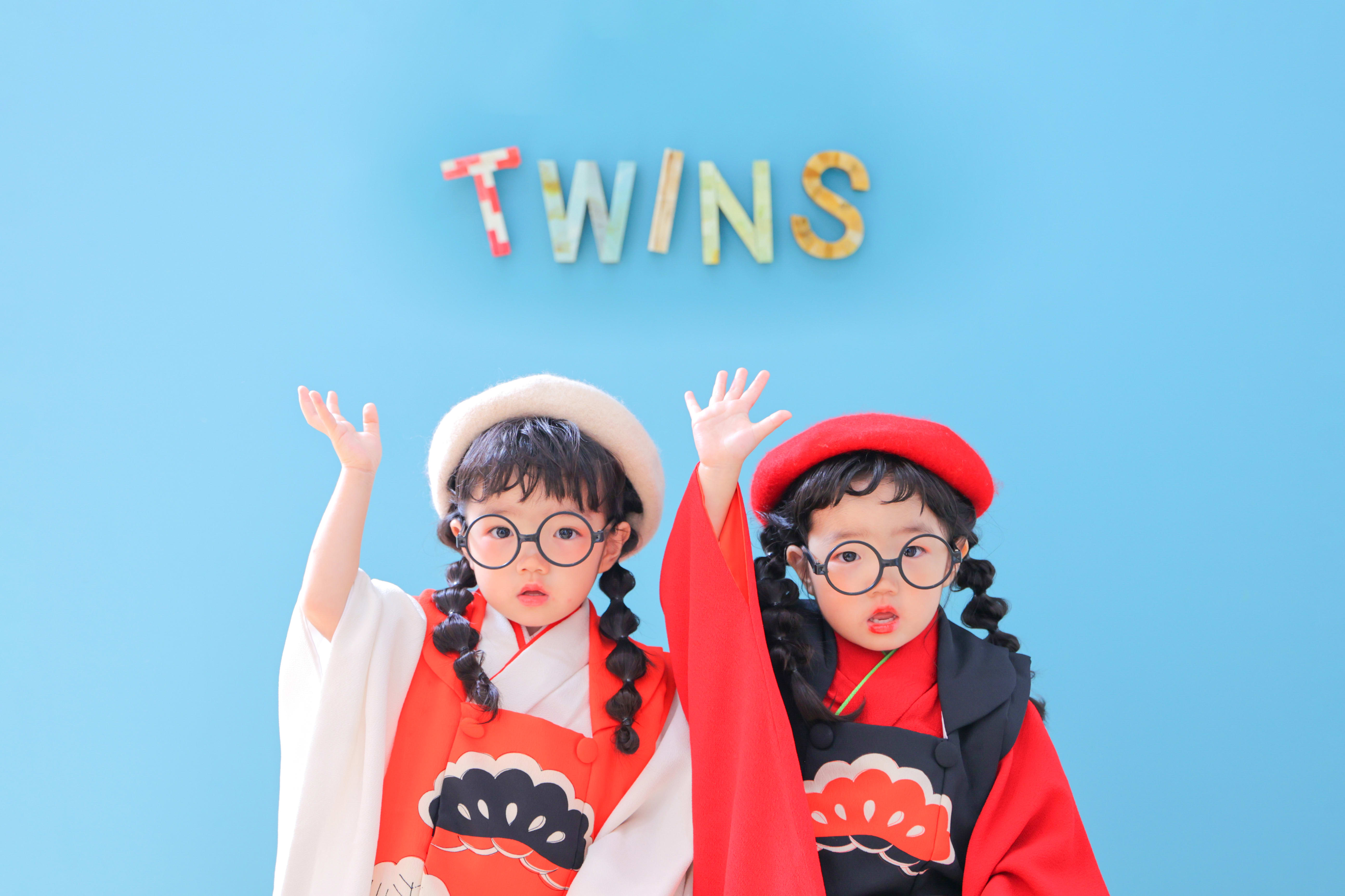 3歳女の子　753 七五三　双子