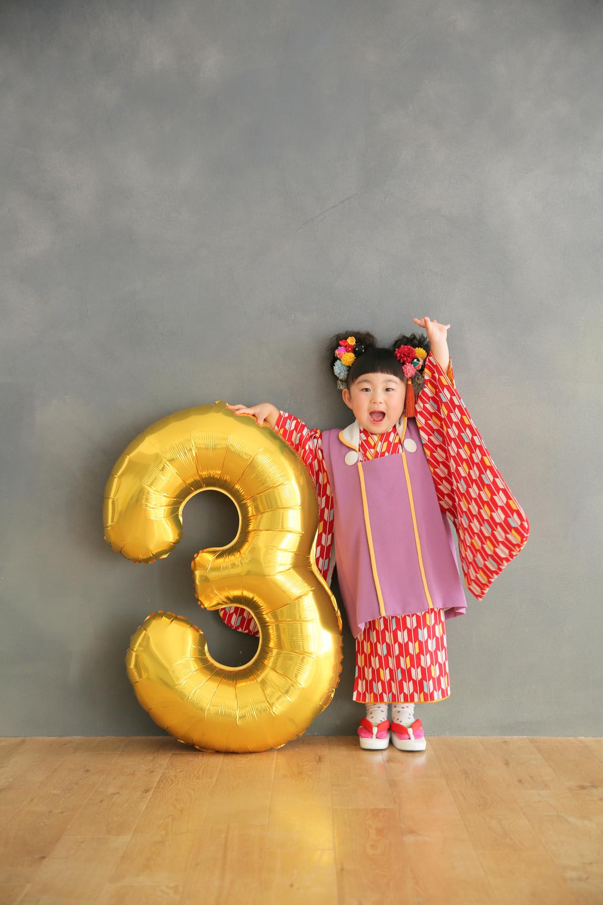 七五三　記念写真　3才女の子　キッズフォトハウス　HAPISTA