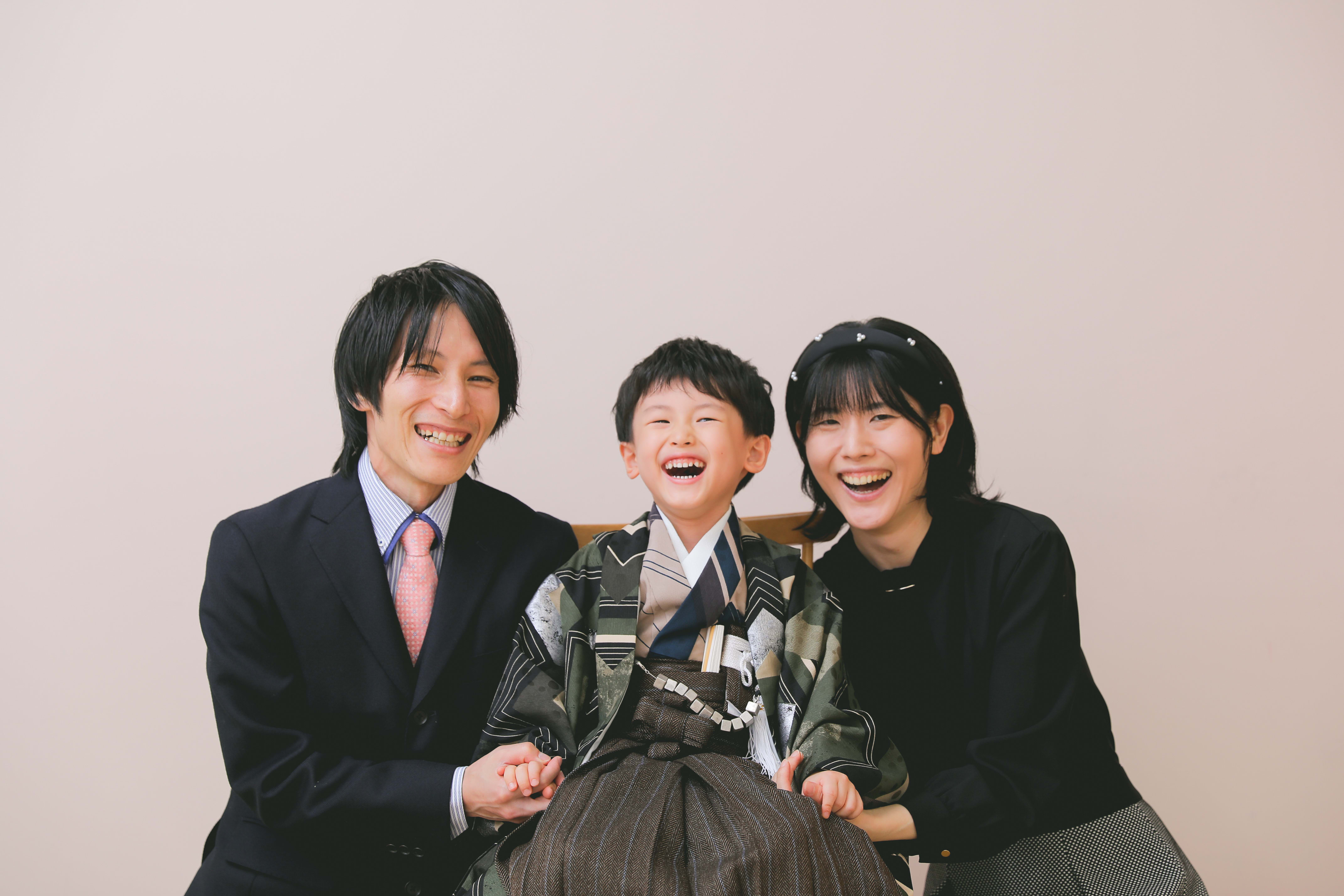 七五三撮影　七五三前撮り　５歳男の子　５歳七五三　ブランド着物　家族写真