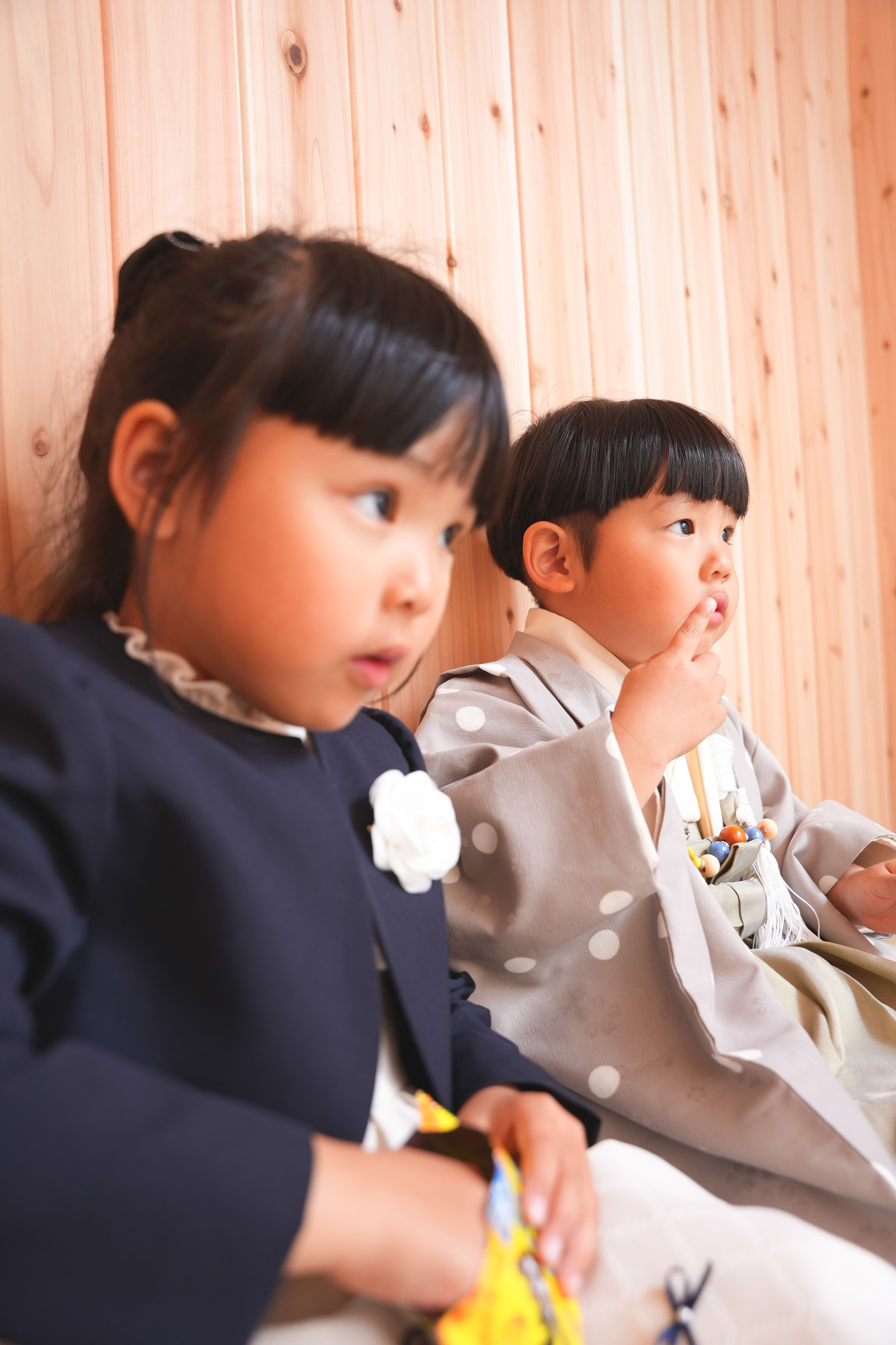 七五三　七五三撮影　753撮影　753 3歳男の子　男の子着物　オリジナル着物　キッズフォトスタジオ　フォトスタジオ　大阪フォトスタジオ　堺市フォトスタジオ　姉弟　姉弟撮影