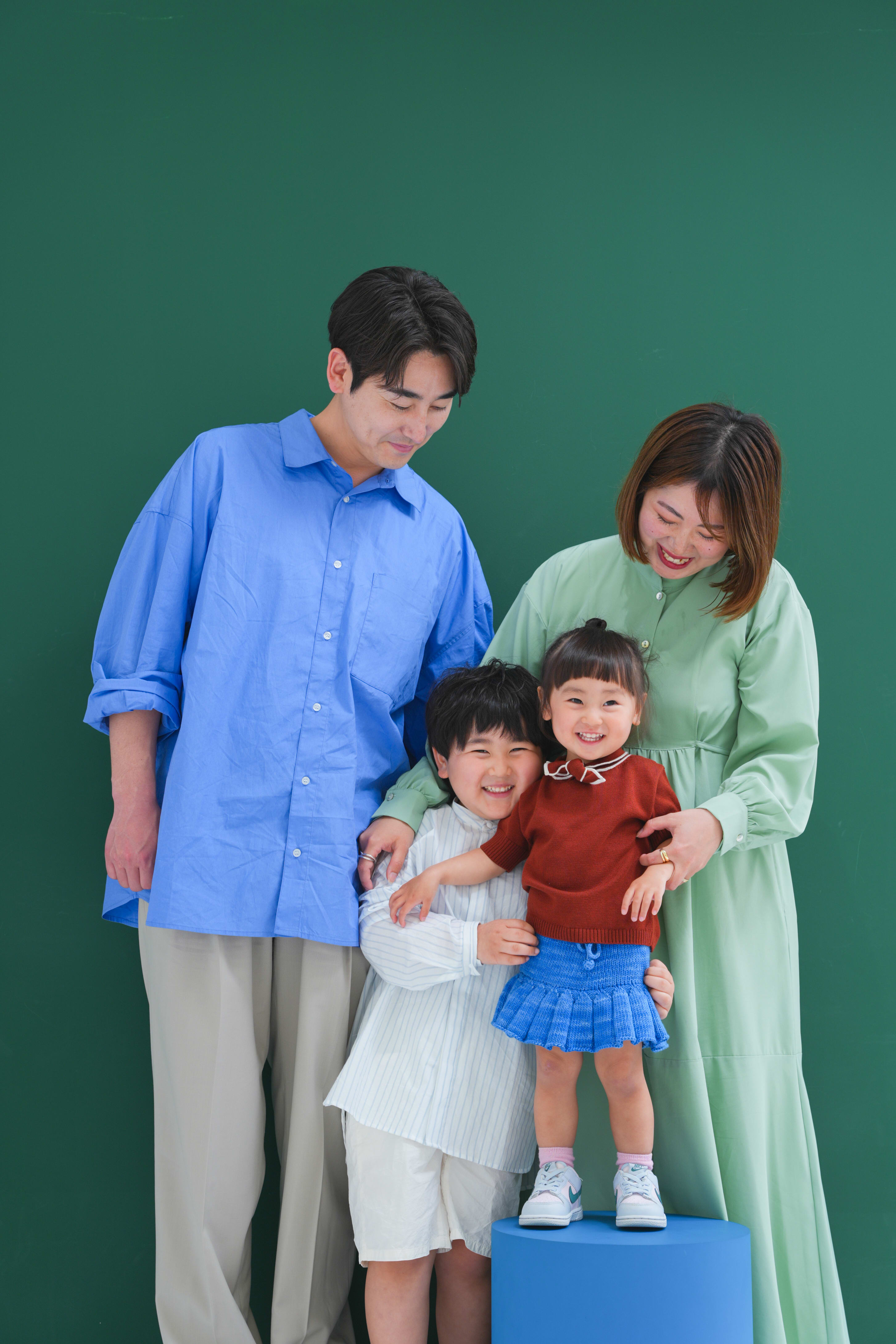 家族写真　七五三　兄妹　私服