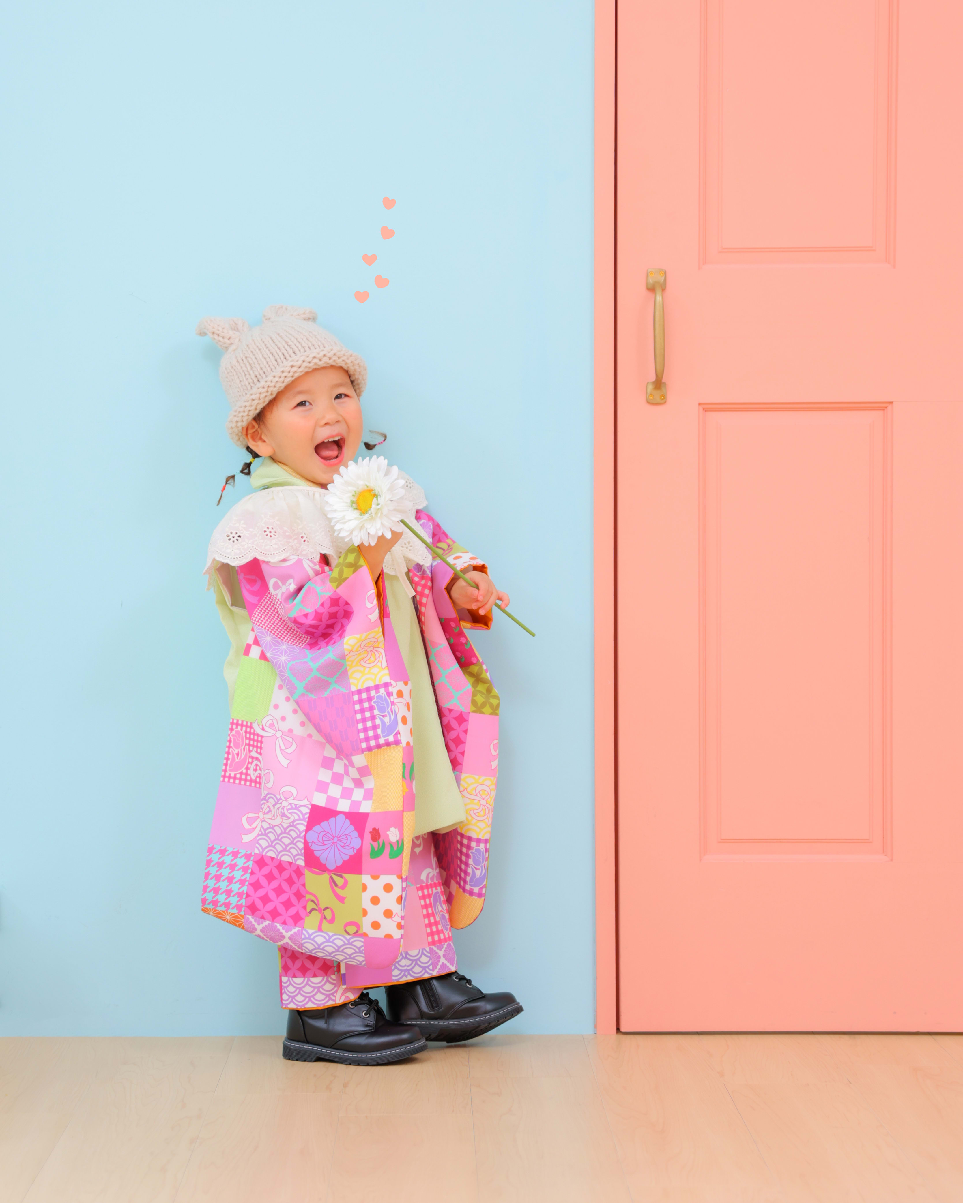 七五三　七五三撮影　753　753撮影　3歳女の子　キッズフォトスタジオ　大阪フォトスタジオ