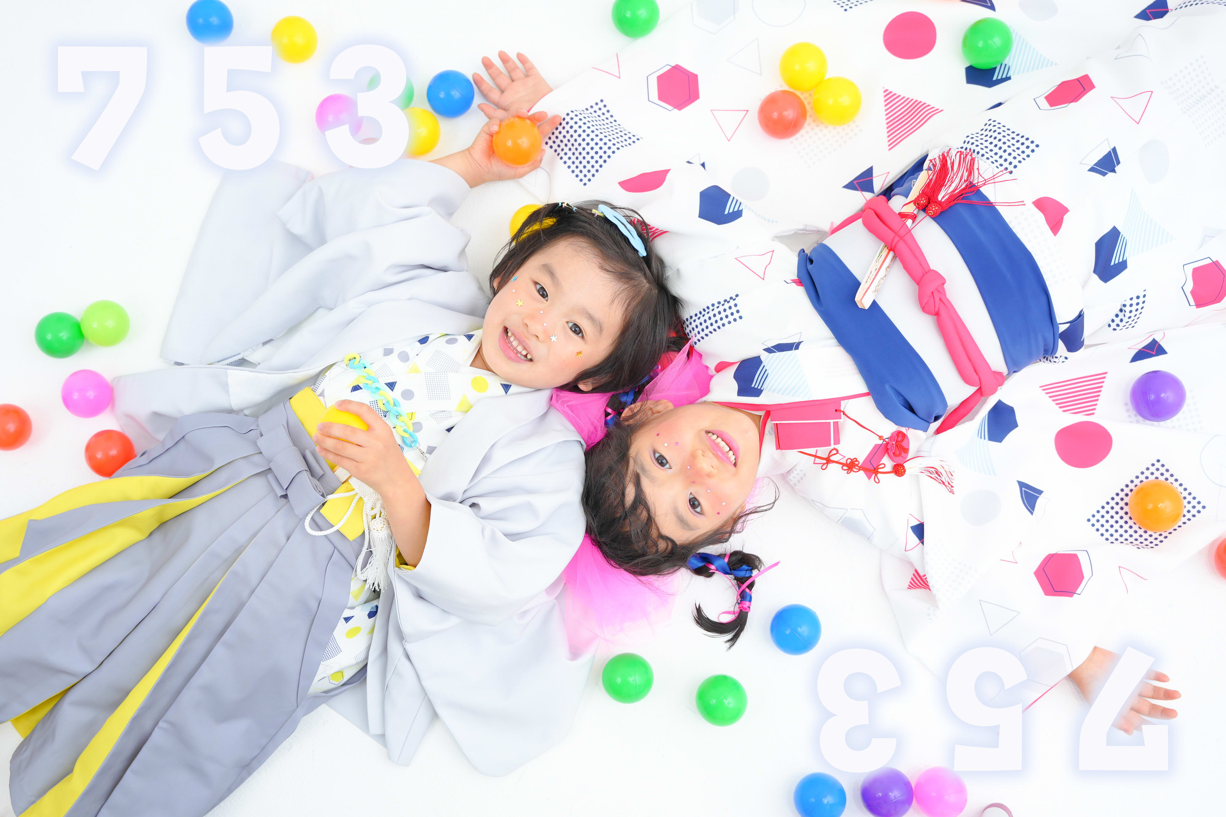 七五三　753 　7歳女の子　3歳男の子　姉弟フォト