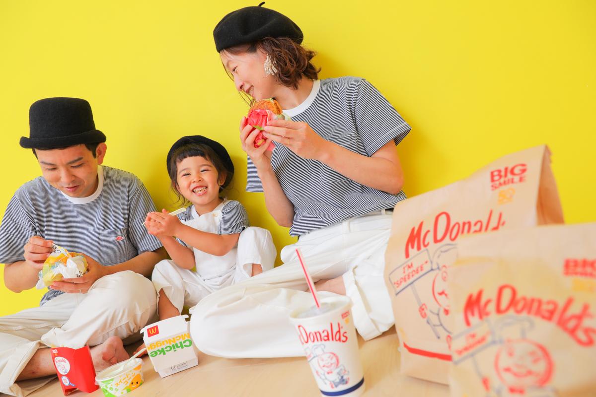 七五三　ファミリー　家族写真　マクドナルド　カラフル　キッズフォトスタジオ　ハピスタ
