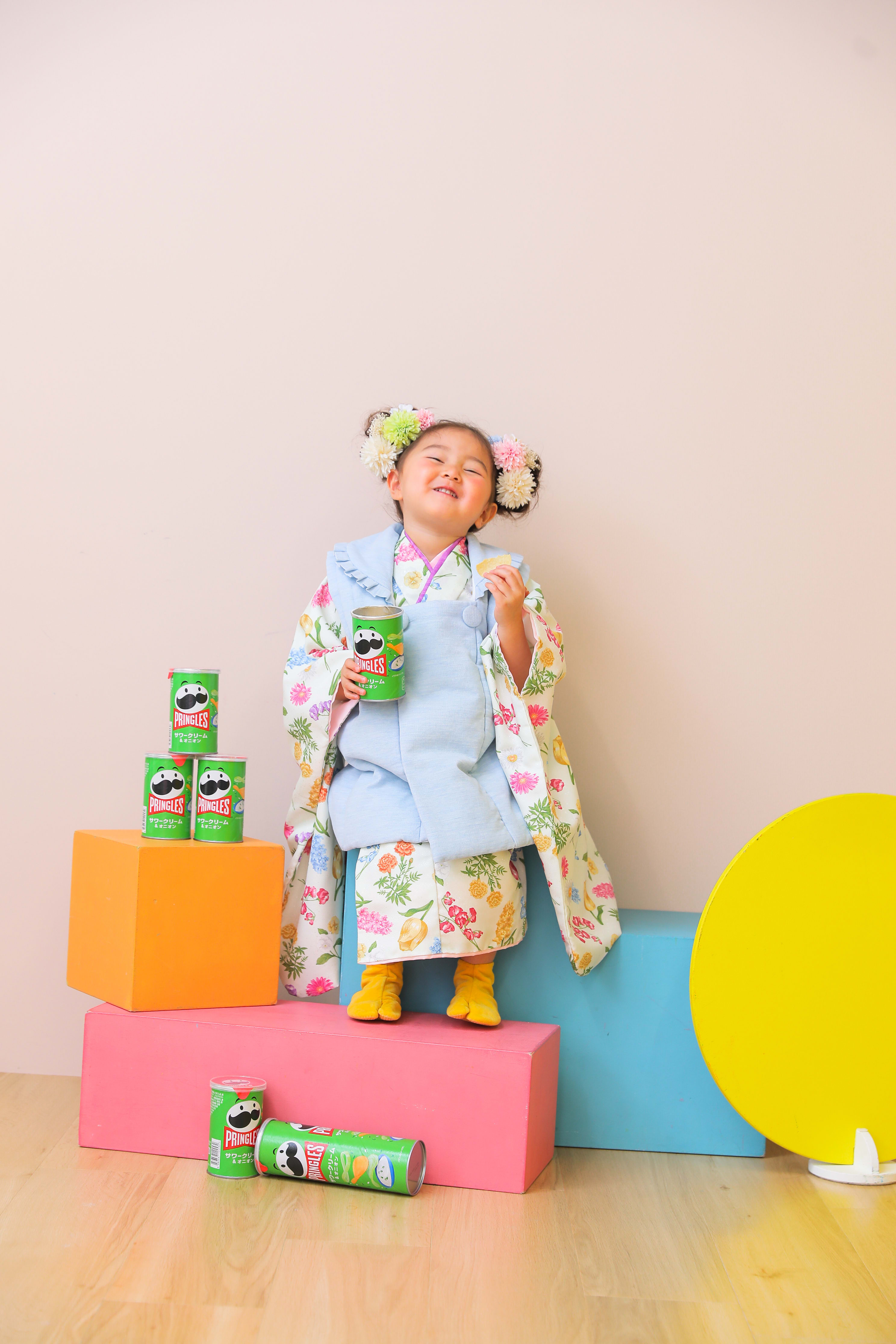 七五三　記念写真　女の子　お菓子　カラフル　キッズフォトハウス　HAPISTA