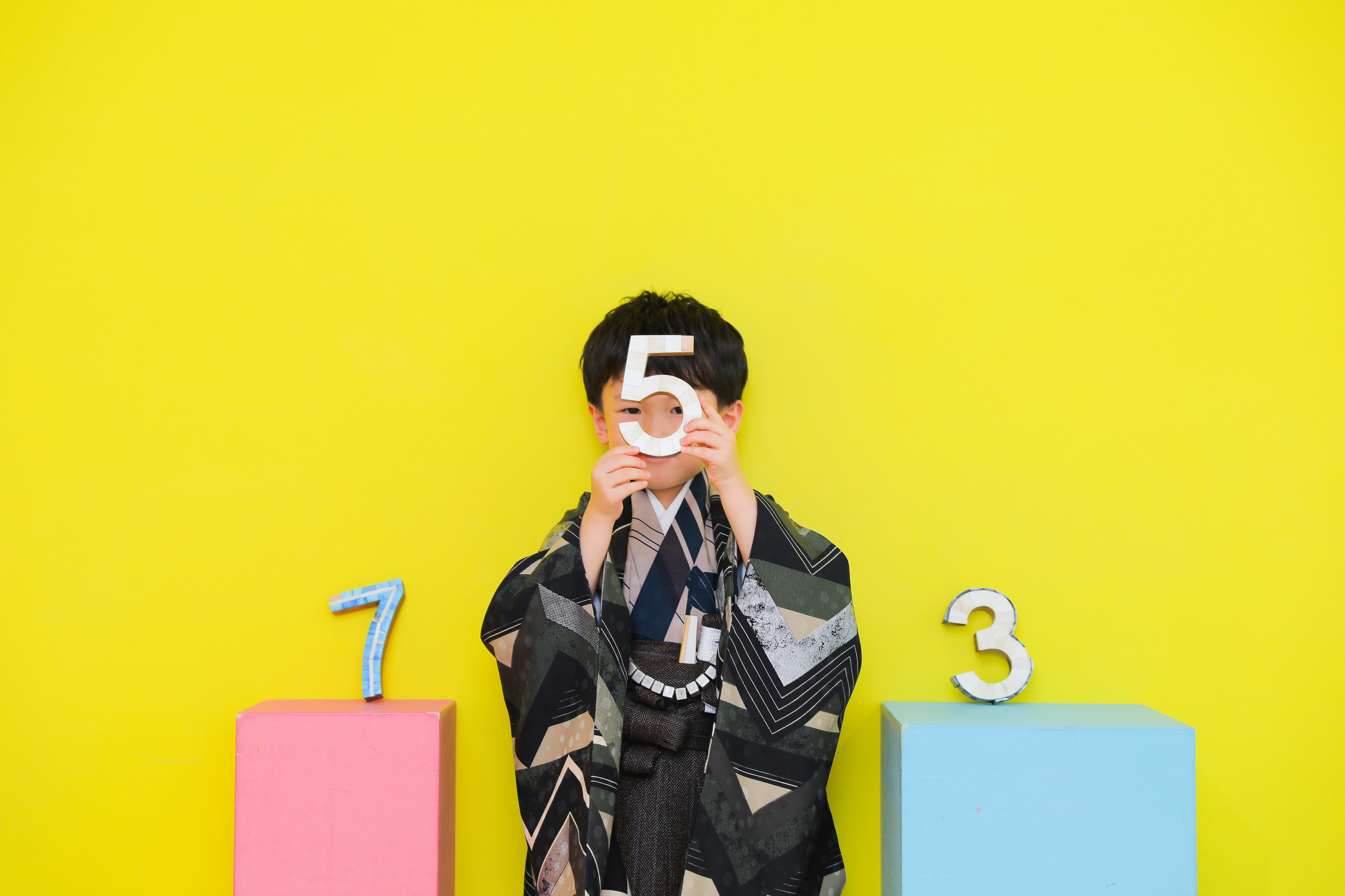 七五三撮影　七五三前撮り　５歳男の子　５歳七五三　ブランド着物　家族写真