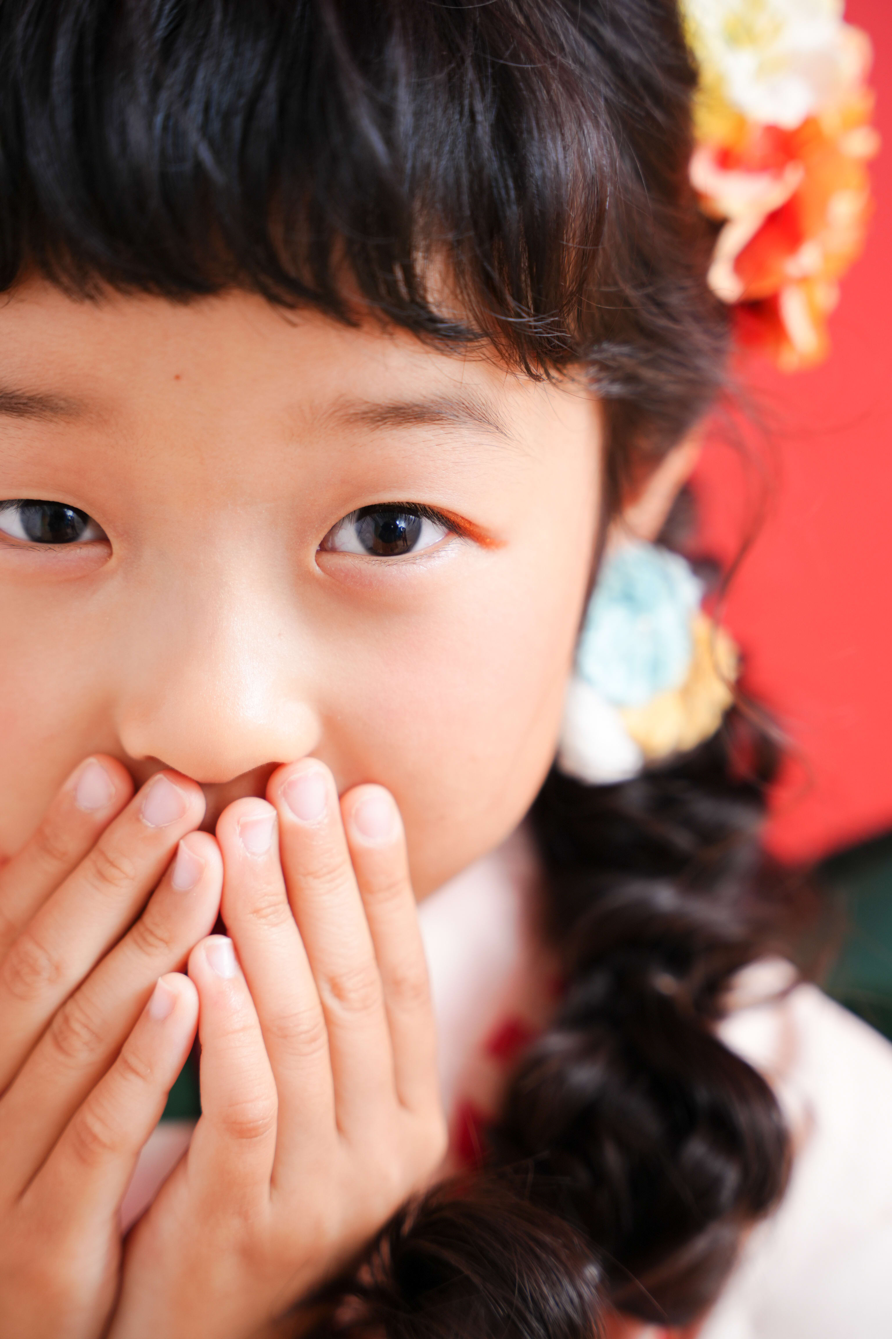 七五三　７歳女の子　可愛い　カラフル　キッズフォトスタジオ　ハピスタ