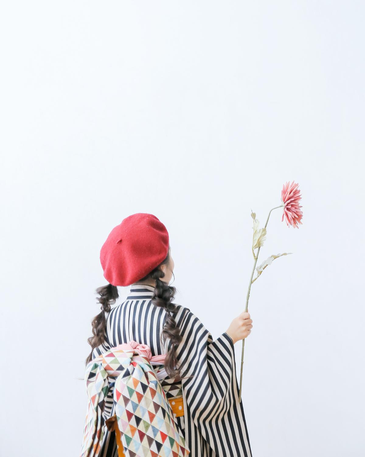 七五三　記念写真　女の子　お花　キッズフォトハウス　HAPISTA