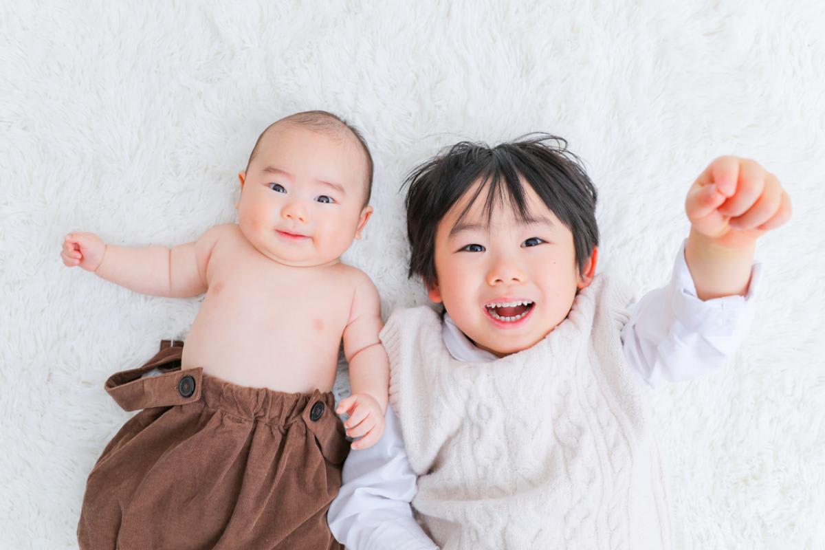 お宮参り　ベビーフォト　記念写真　赤ちゃん　お兄ちゃん　キッズ写真　ハピスタ