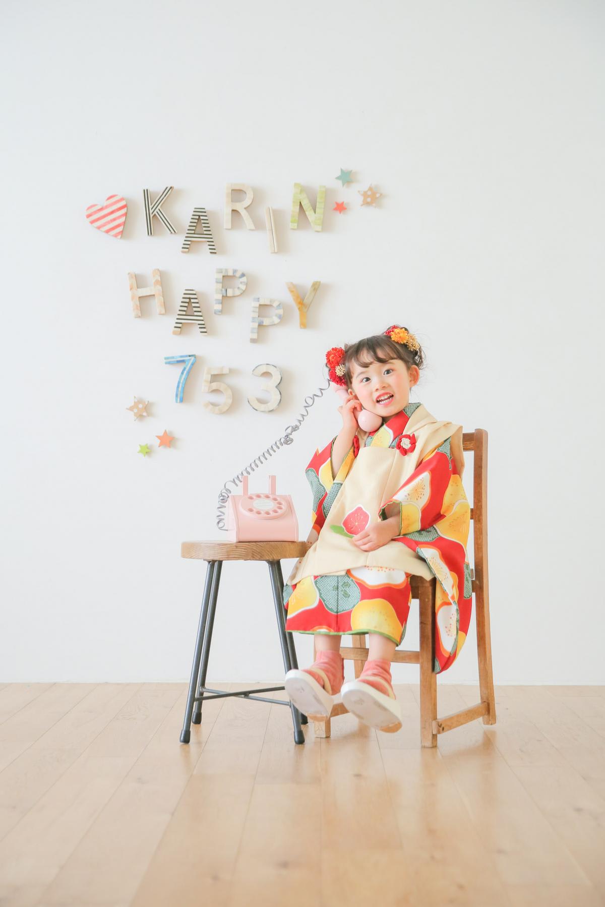 七五三　記念写真　3才女の子　キッズフォトハウス　HAPISTA