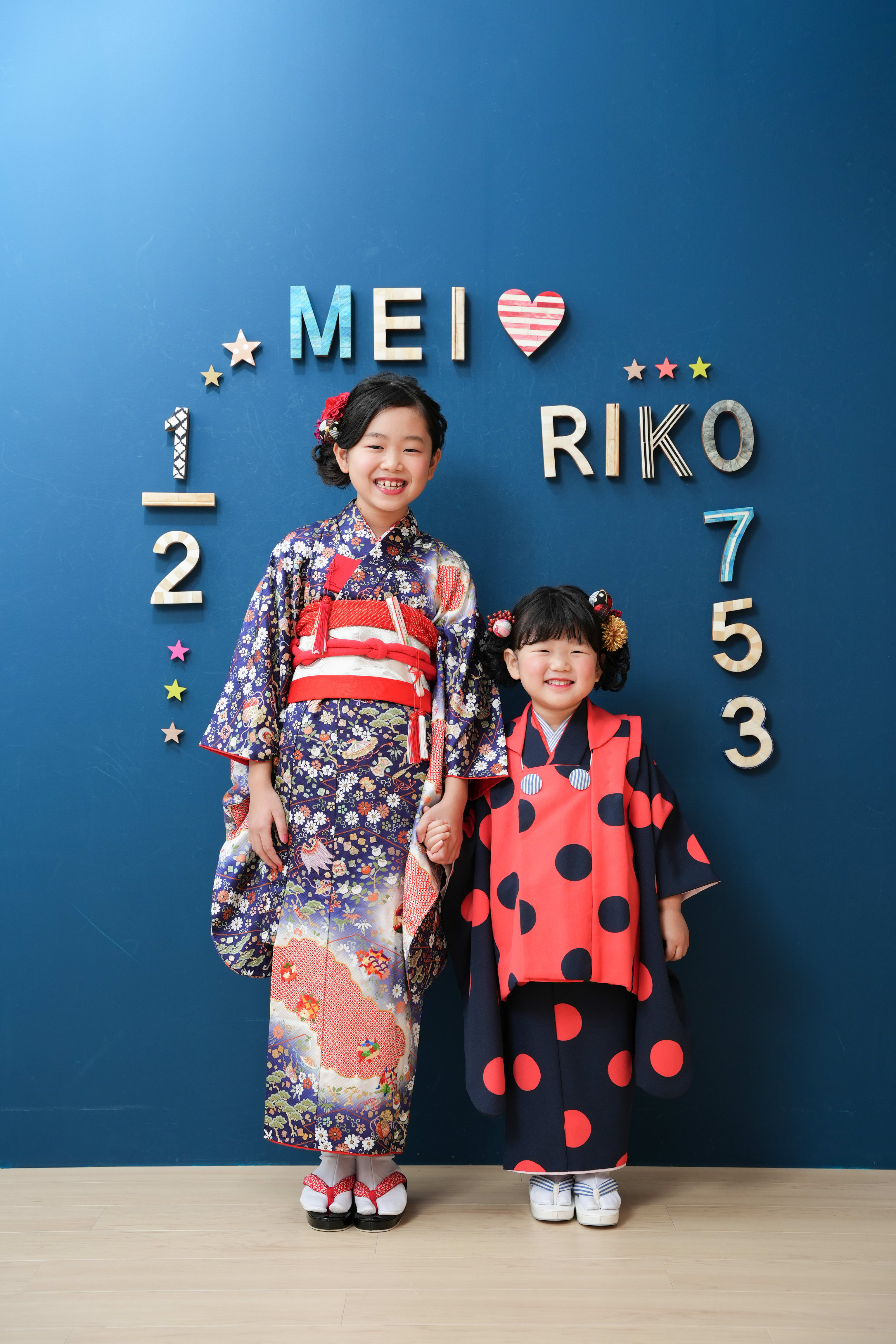 七五三　ハーフバースデイ　可愛い　カラフル　キッズフォトスタジオ　ハピスタ