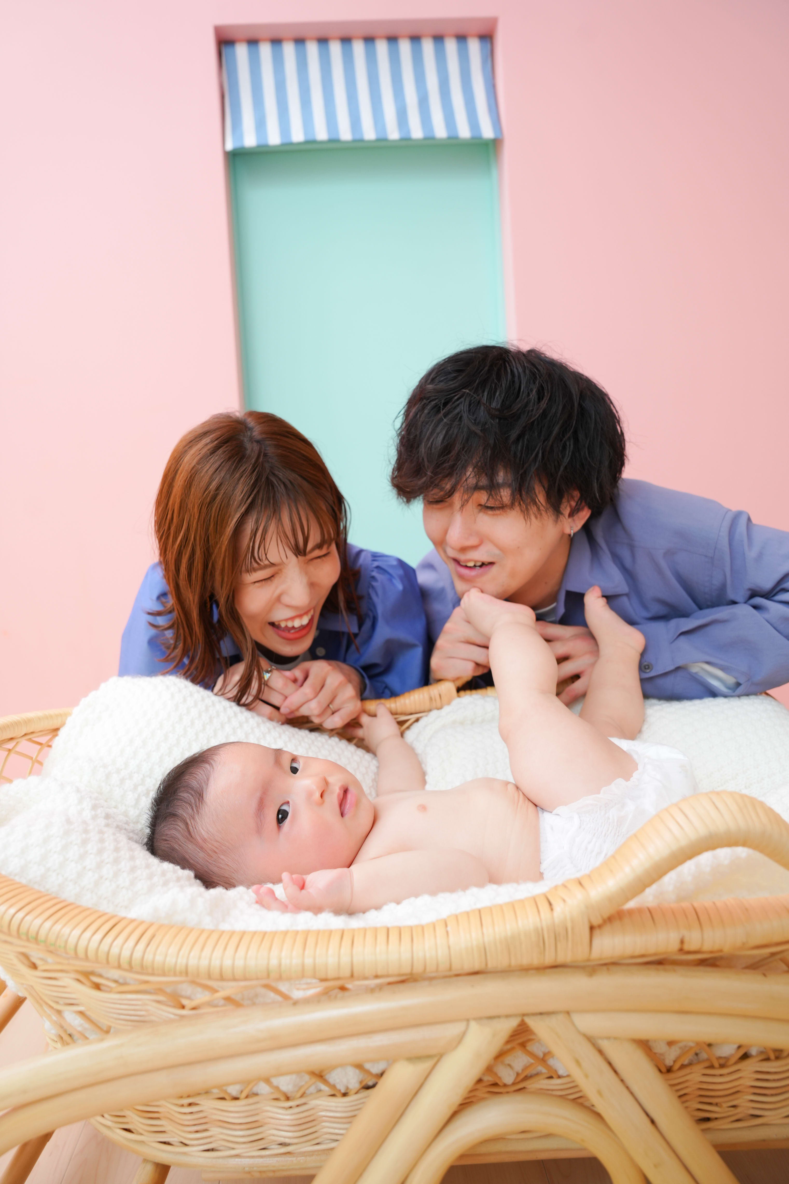 家族写真 可愛い 赤ちゃん バースデー ハーフバースデー