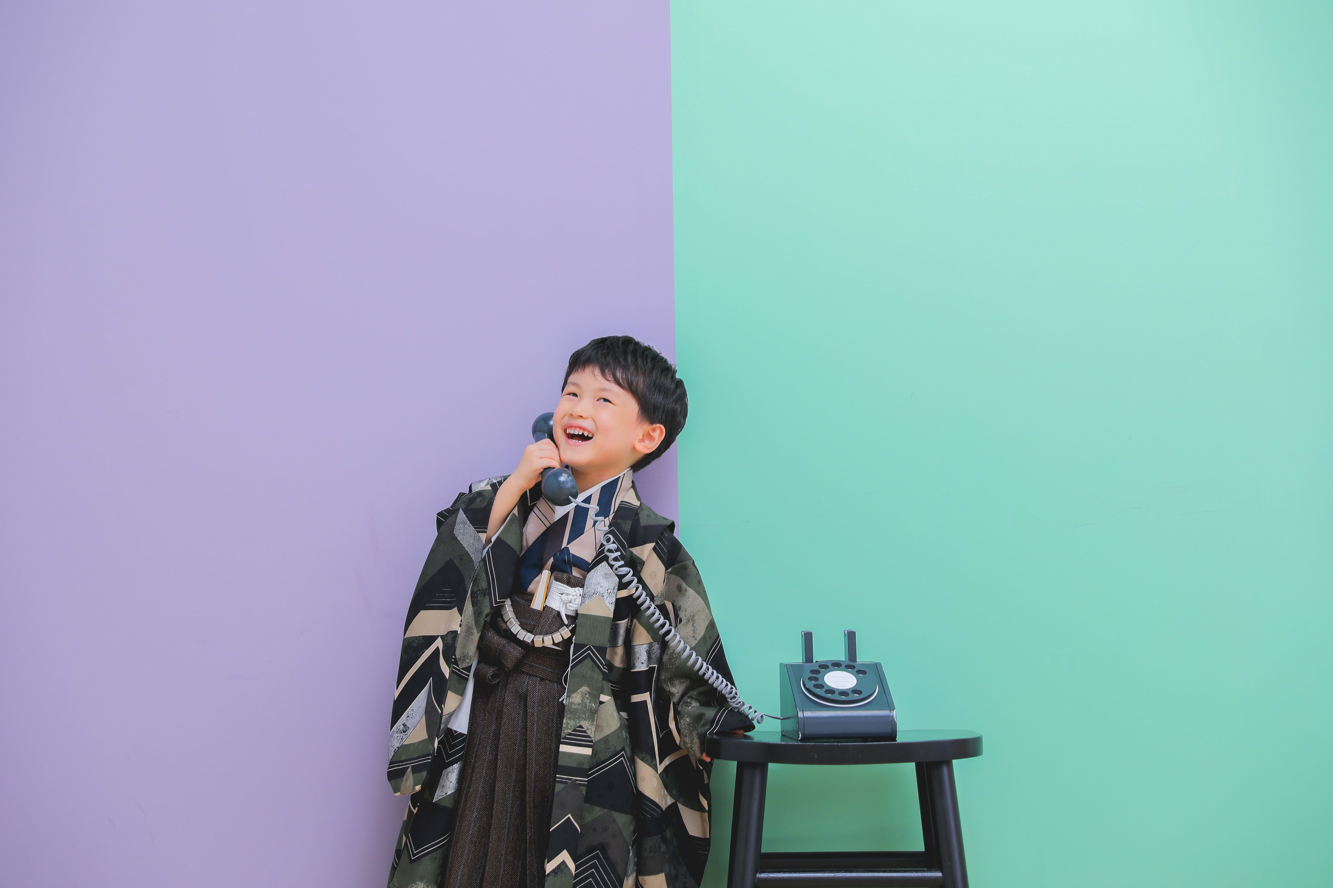 七五三撮影　七五三前撮り　５歳男の子　５歳七五三　ブランド着物　家族写真