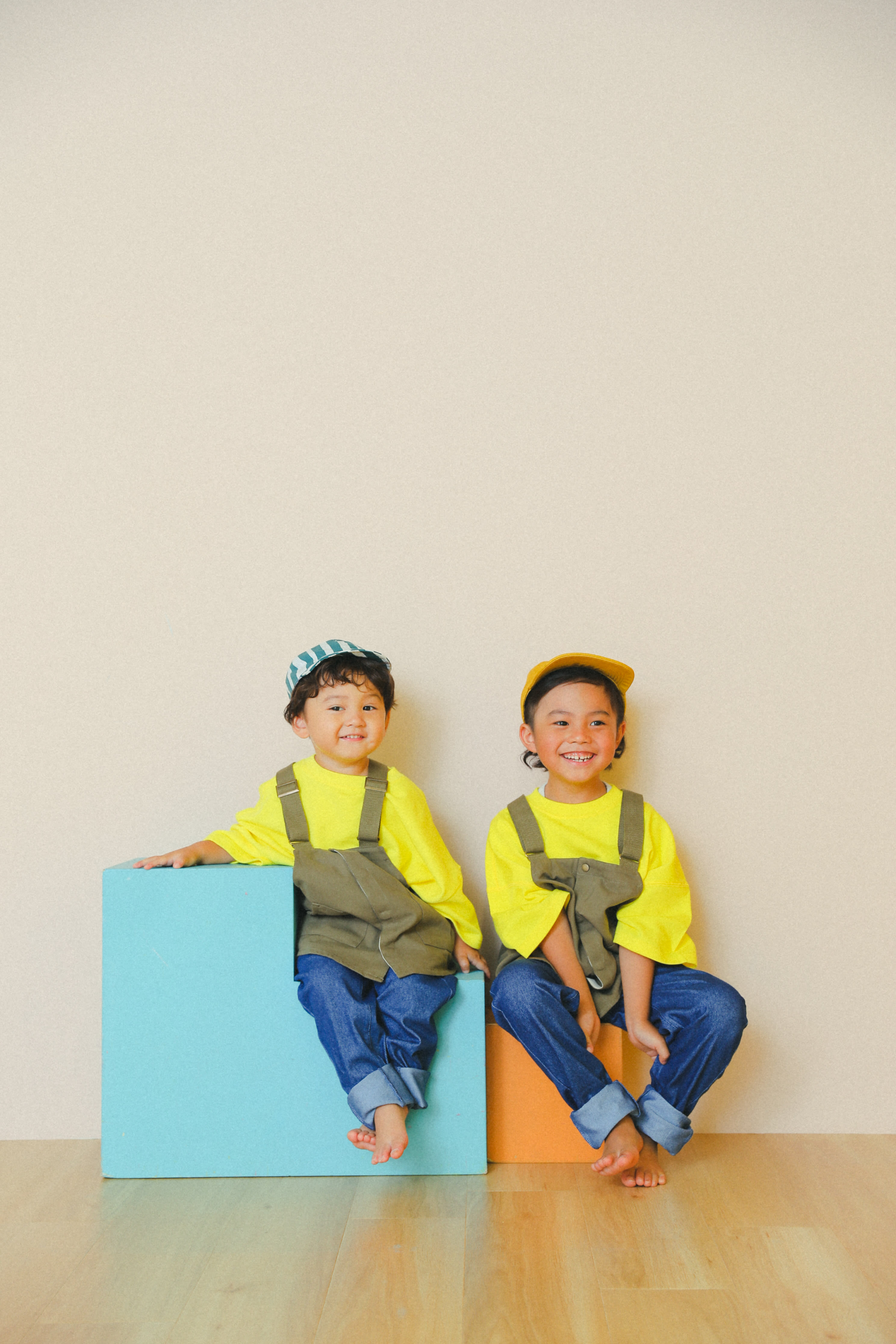 七五三前撮り　兄弟　世田谷区　キッズヘアメイク ３歳男の子　5歳男の子