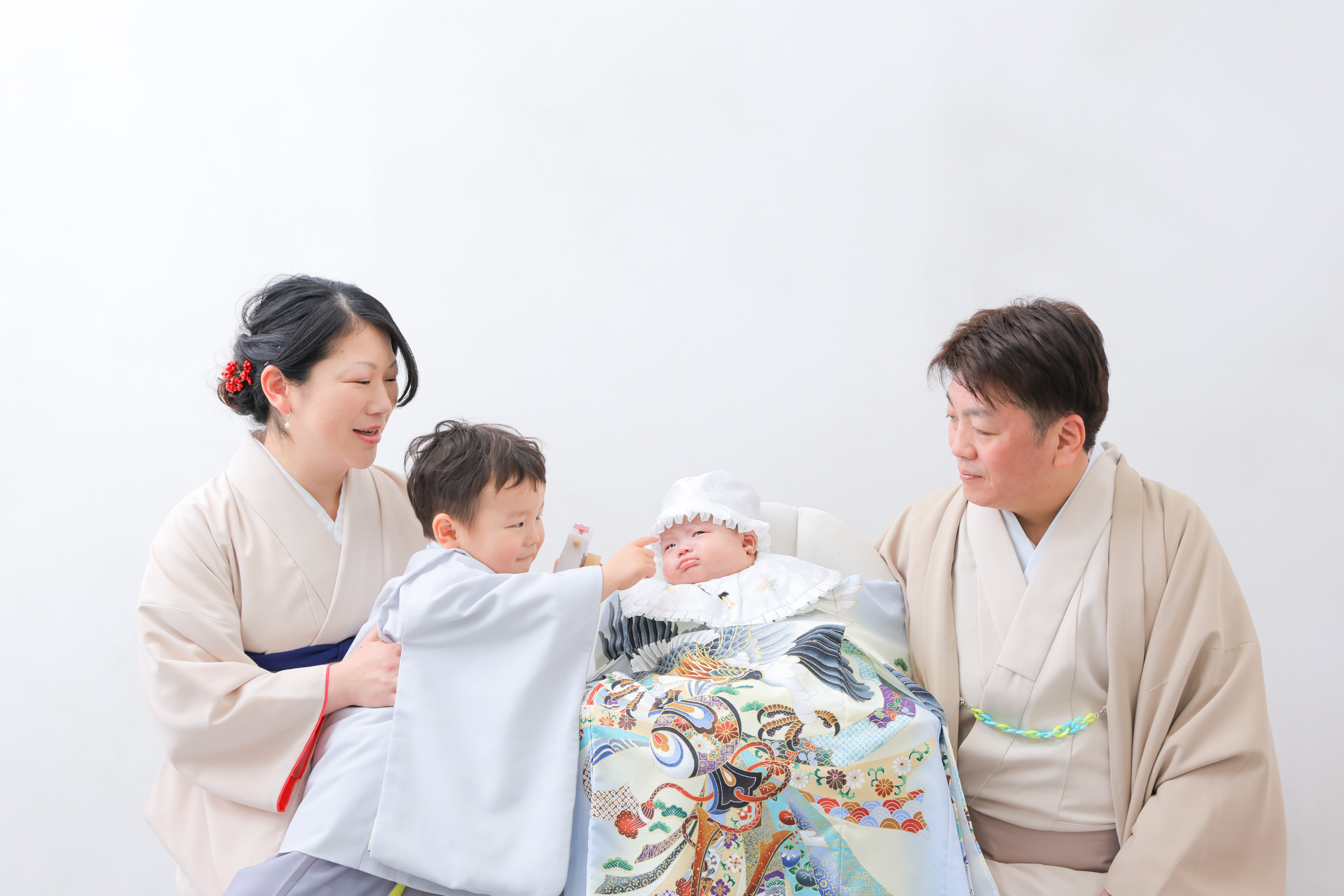 お宮参り　お宮参り撮影　家族写真　七五三　きょうだい撮影