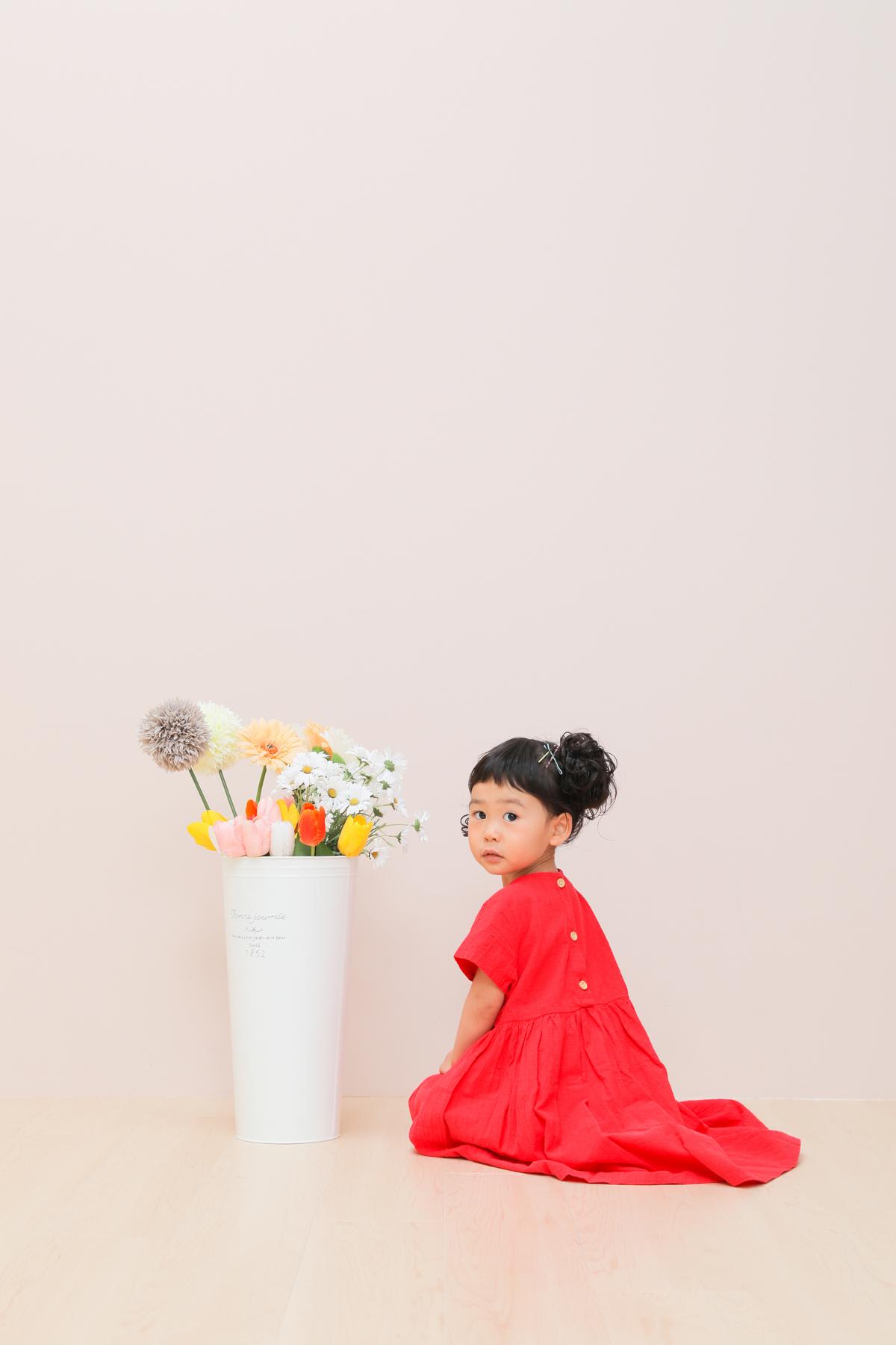 七五三　記念写真　女の子　お花　キッズフォトハウス　HAPISTA