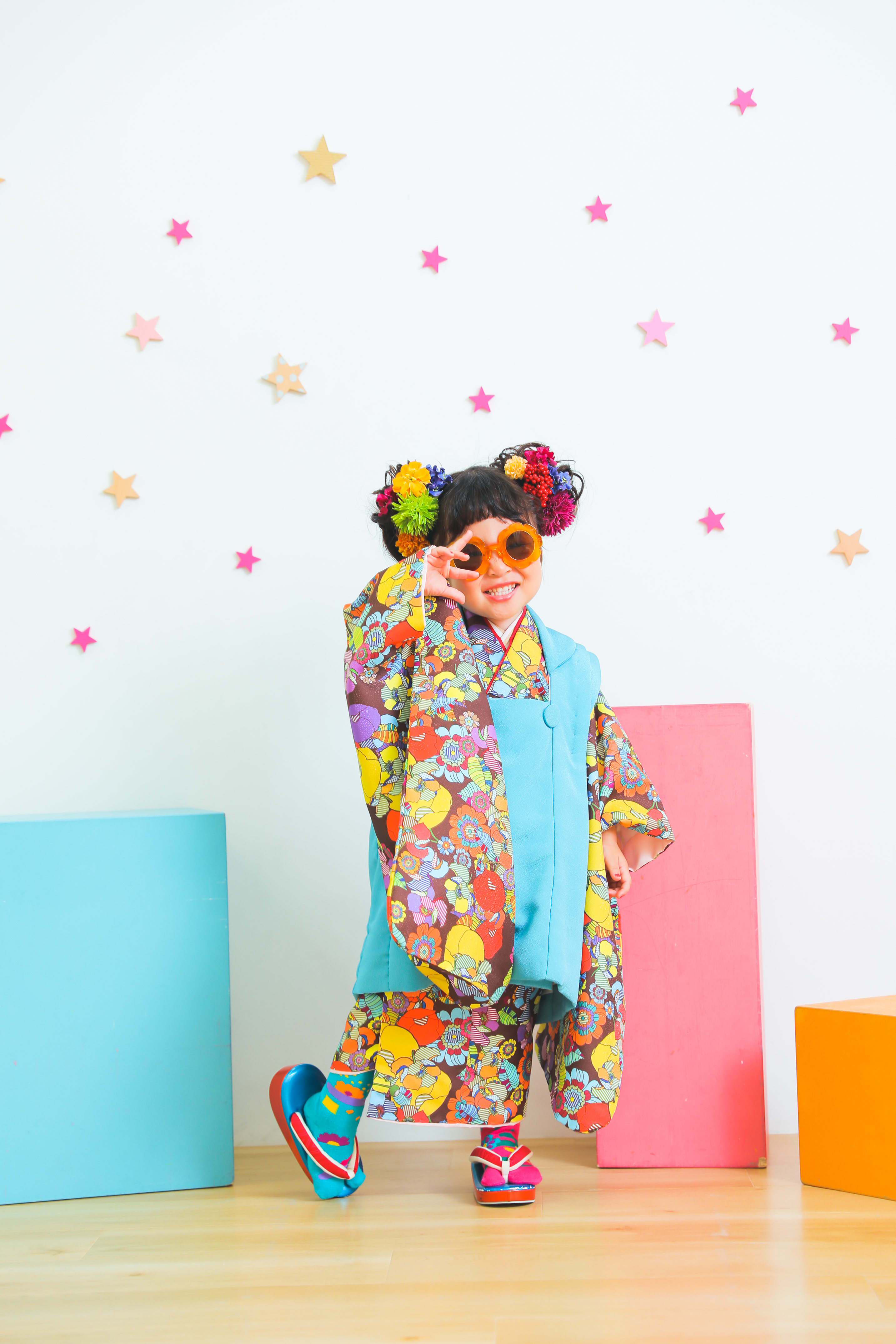 七五三撮影　七五三前撮り　３歳女の子　３歳七五三　オリジナル着物