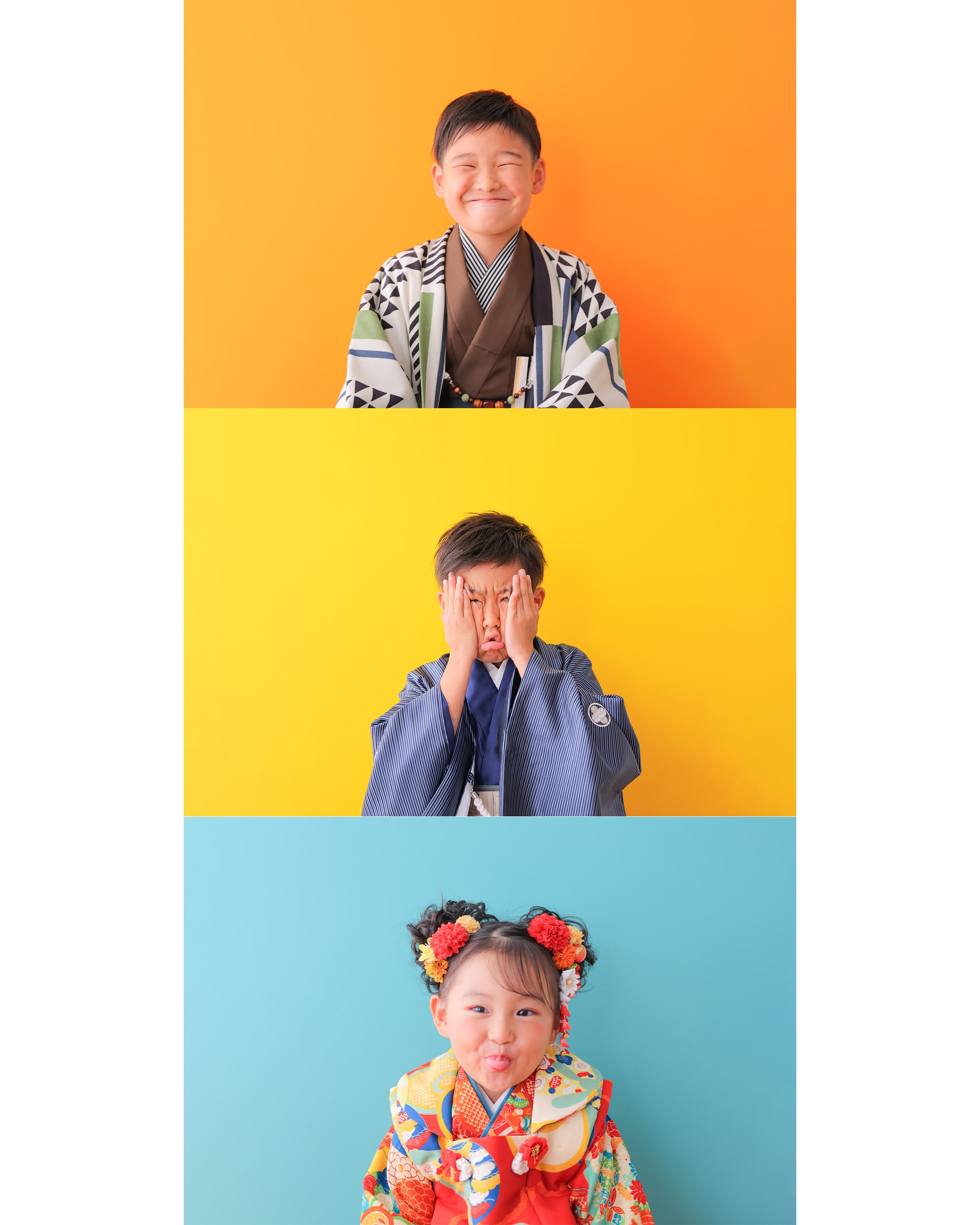七五三　3歳　女の子　着物　兄弟