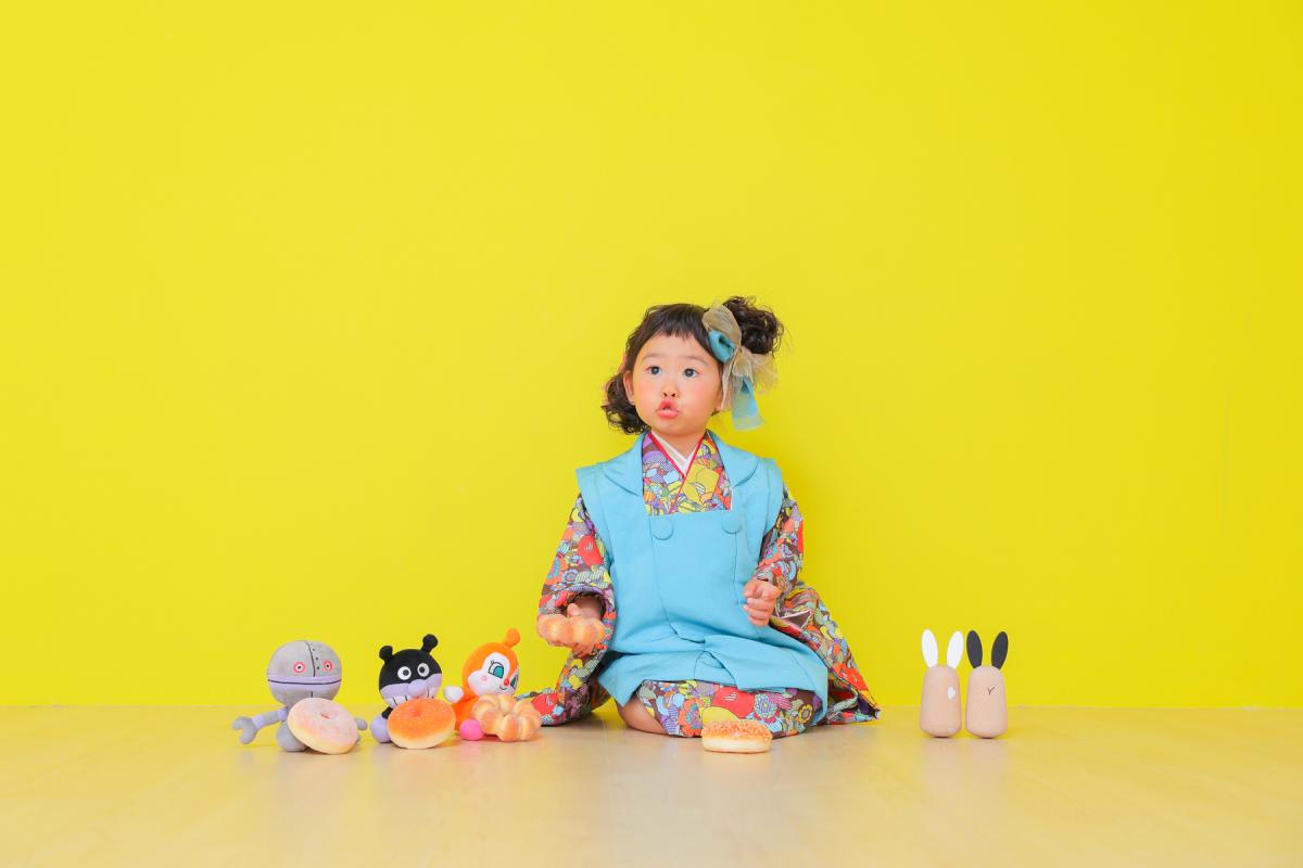 七五三　記念写真　女の子　ぬいぐるみ　キッズフォトハウス　HAPISTA