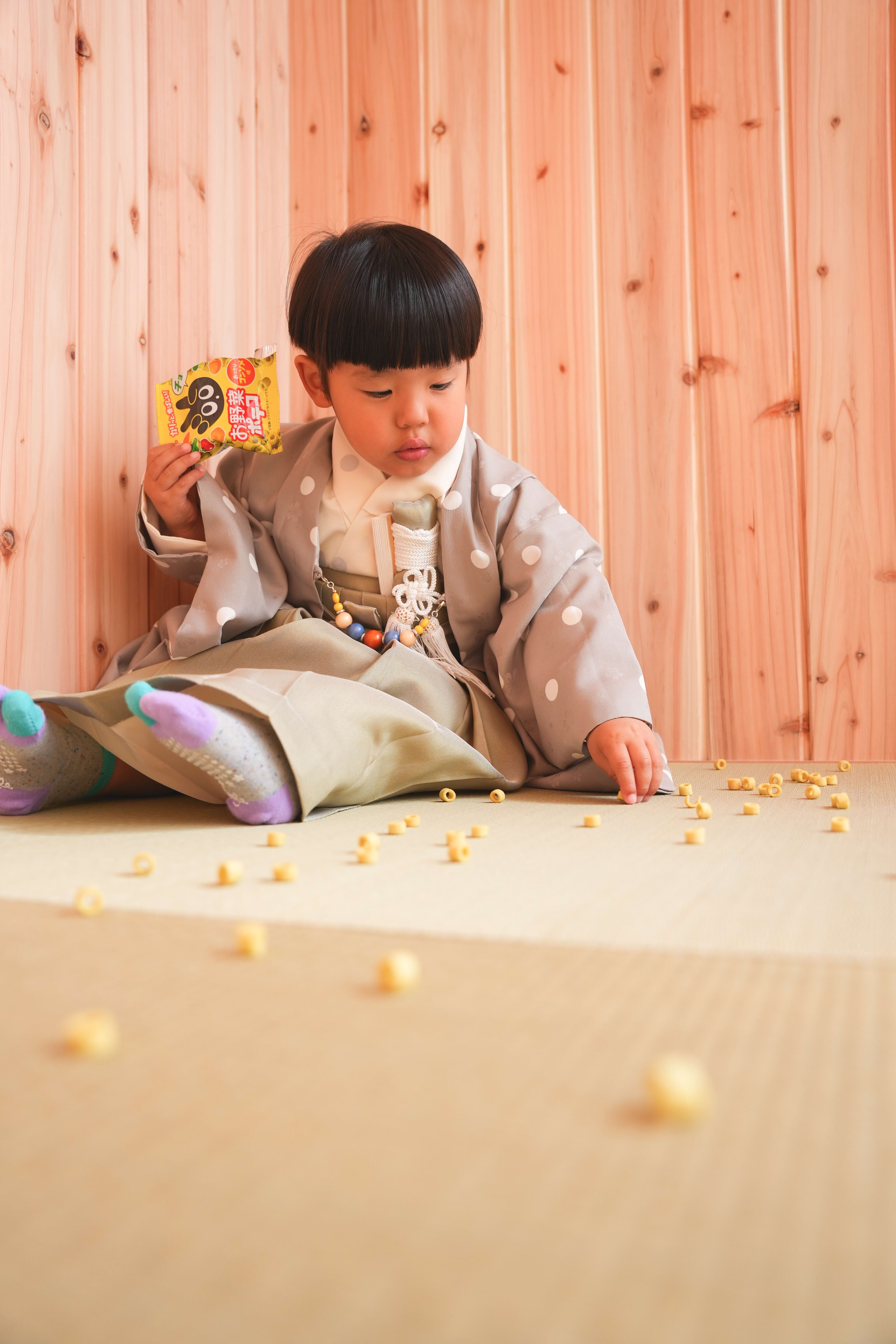 七五三　七五三撮影　753撮影　753 3歳男の子　男の子着物　オリジナル着物　キッズフォトスタジオ　フォトスタジオ　大阪フォトスタジオ　堺市フォトスタジオ　和室撮影　和室スタジオ