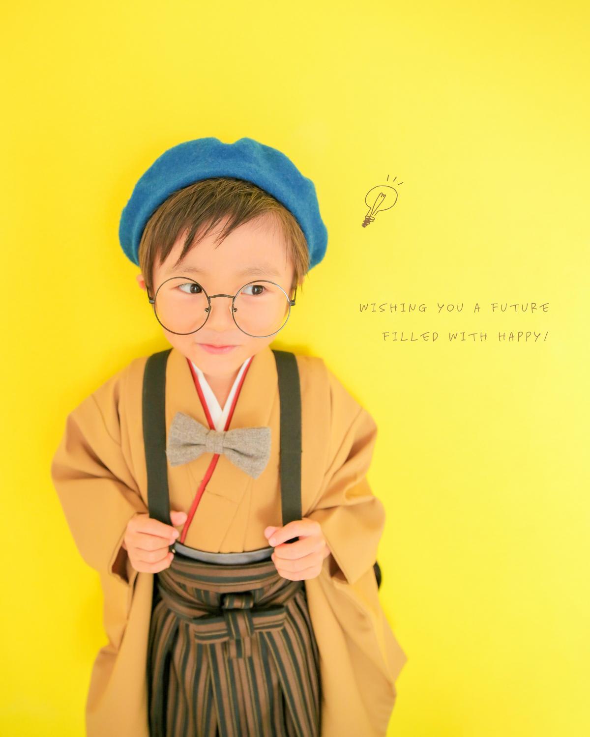 七五三　記念写真　男の子　メガネ　キッズフォトハウス　HAPISTA