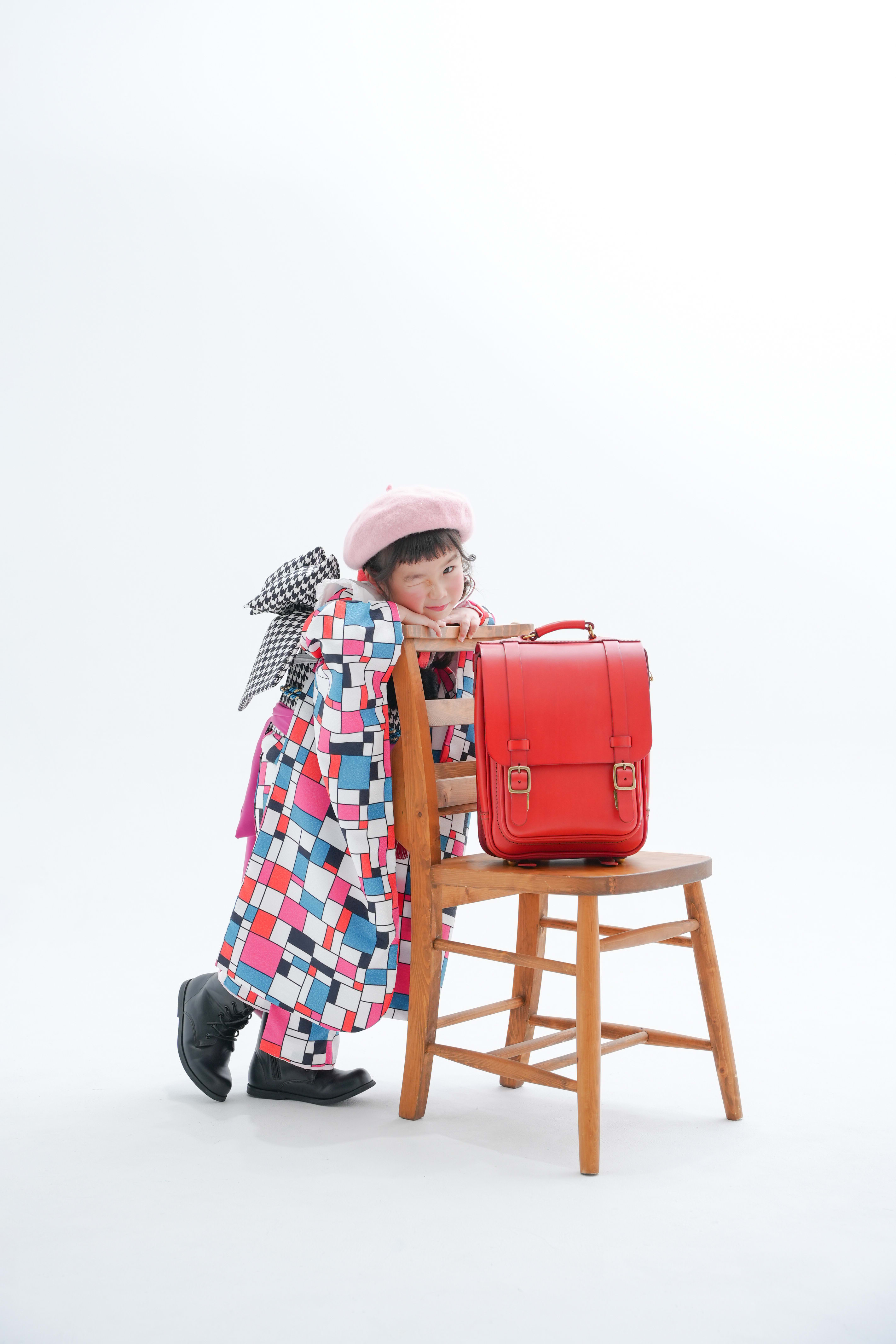 七五三　7歳　女の子　着物　ランドセル　入学　ウインク