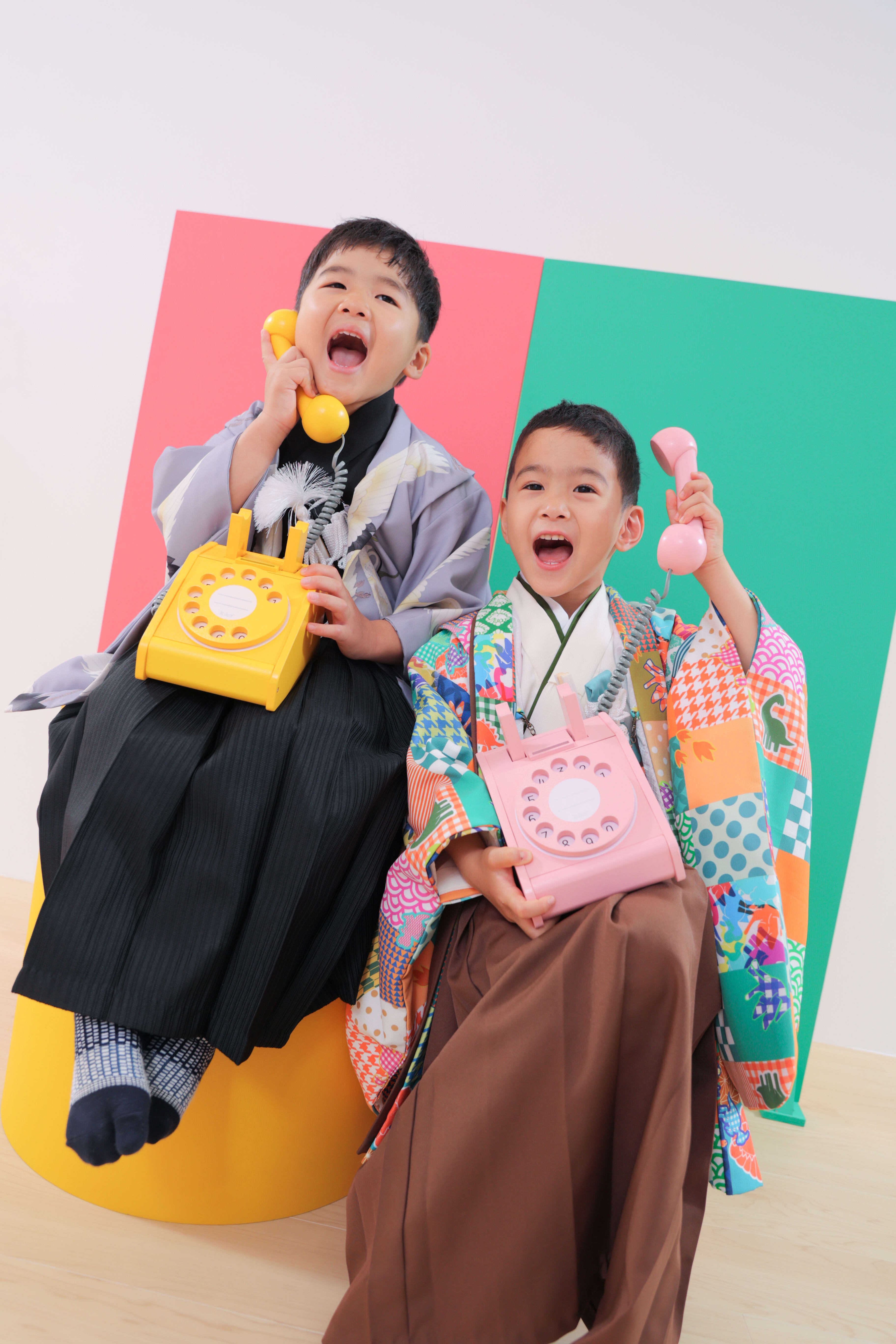 七五三　男の子　可愛い　カラフル　キッズフォトスタジオ　ハピスタ