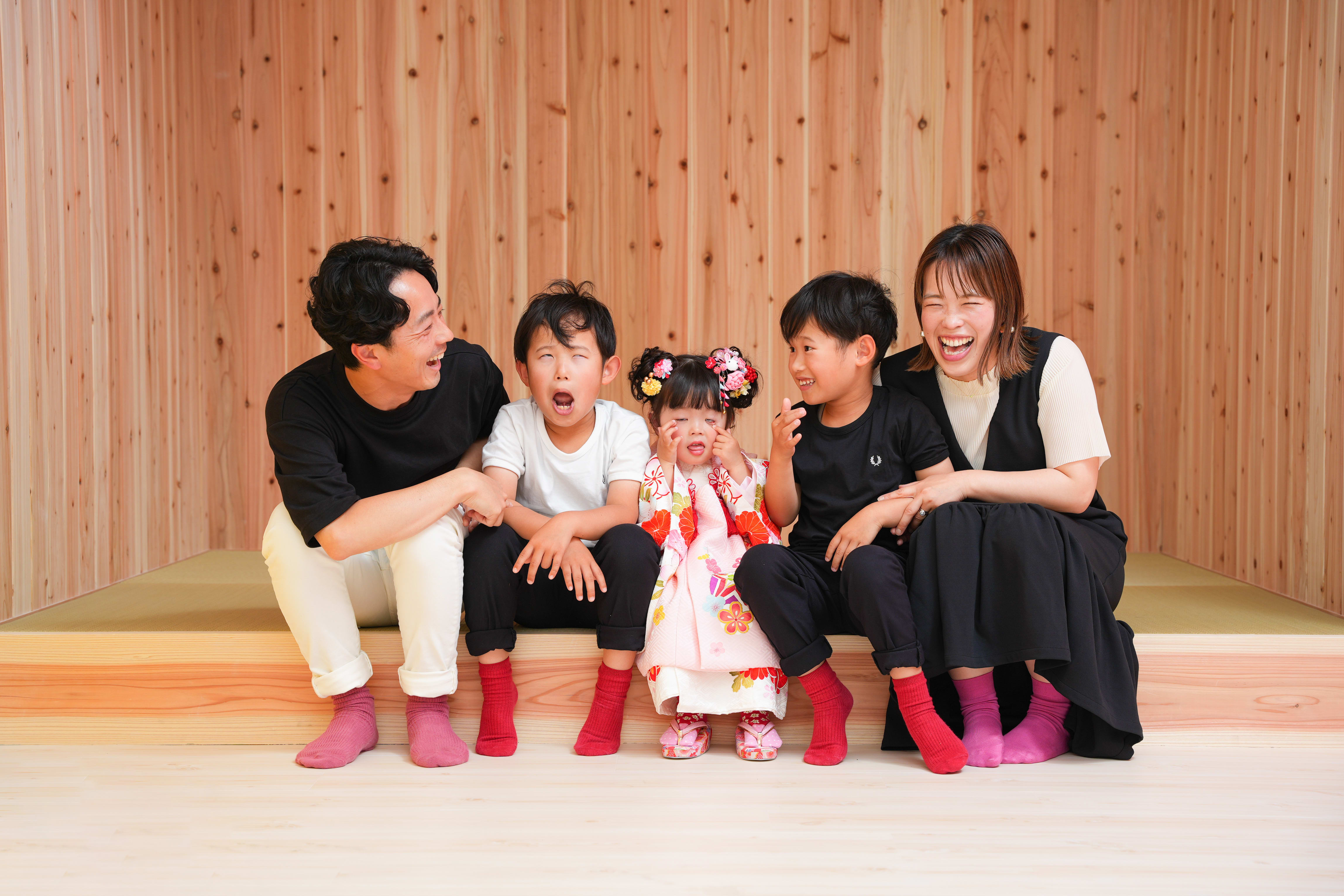 七五三　家族写真　3歳　女の子　