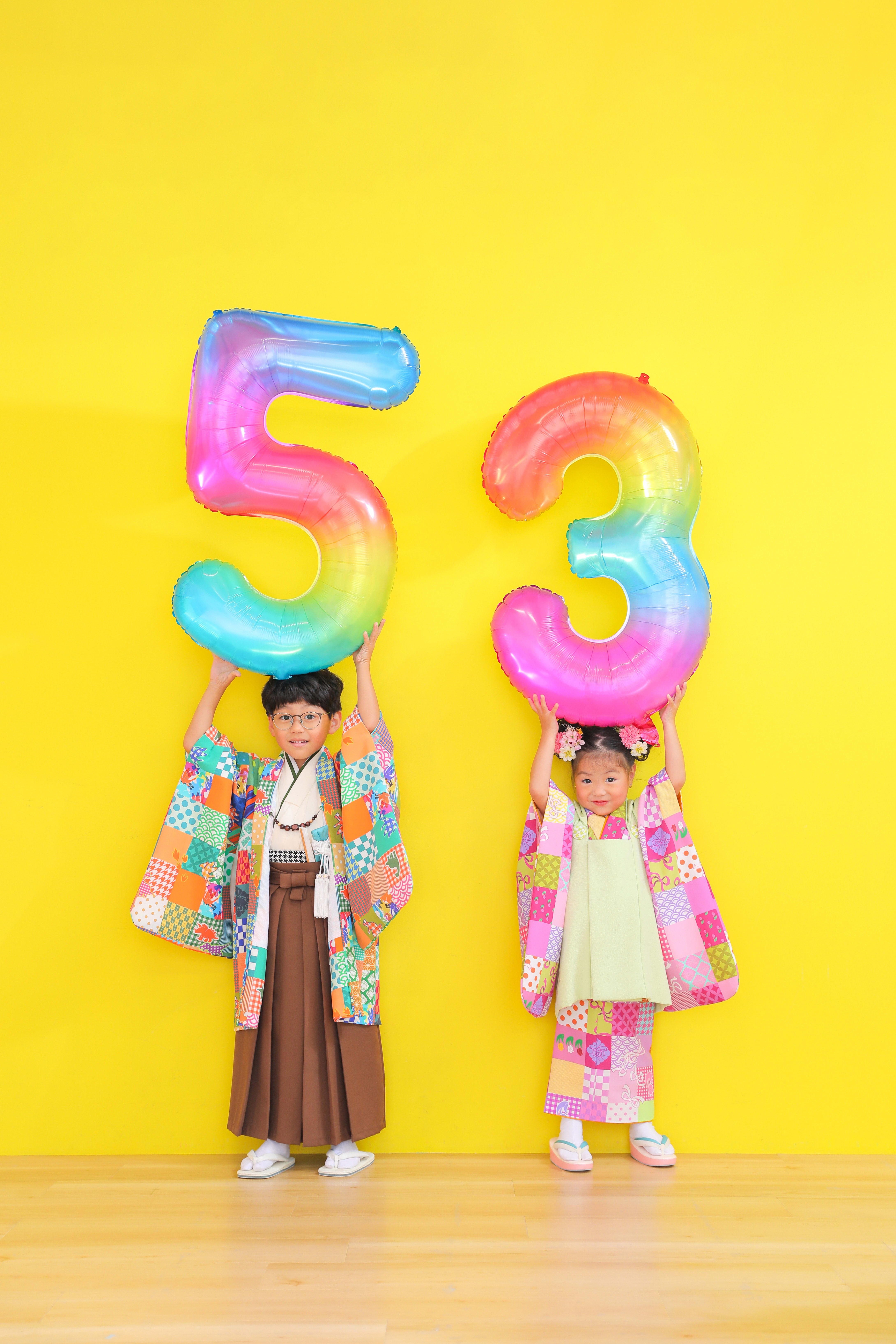 3歳女の子　5歳男の子　兄弟　753 七五三　兄弟写真