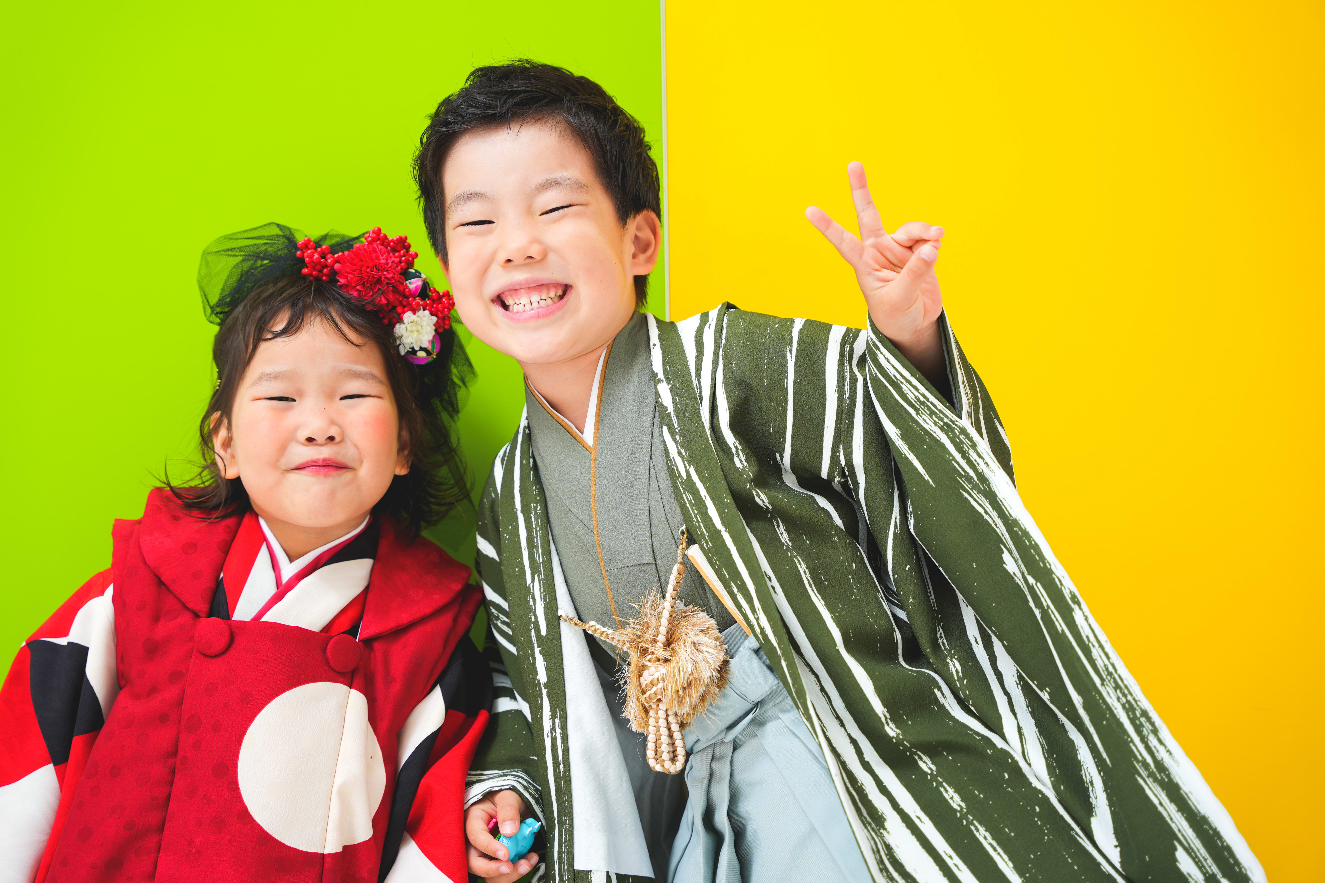 七五三前撮り　兄妹　写真スタジオ　なかもず