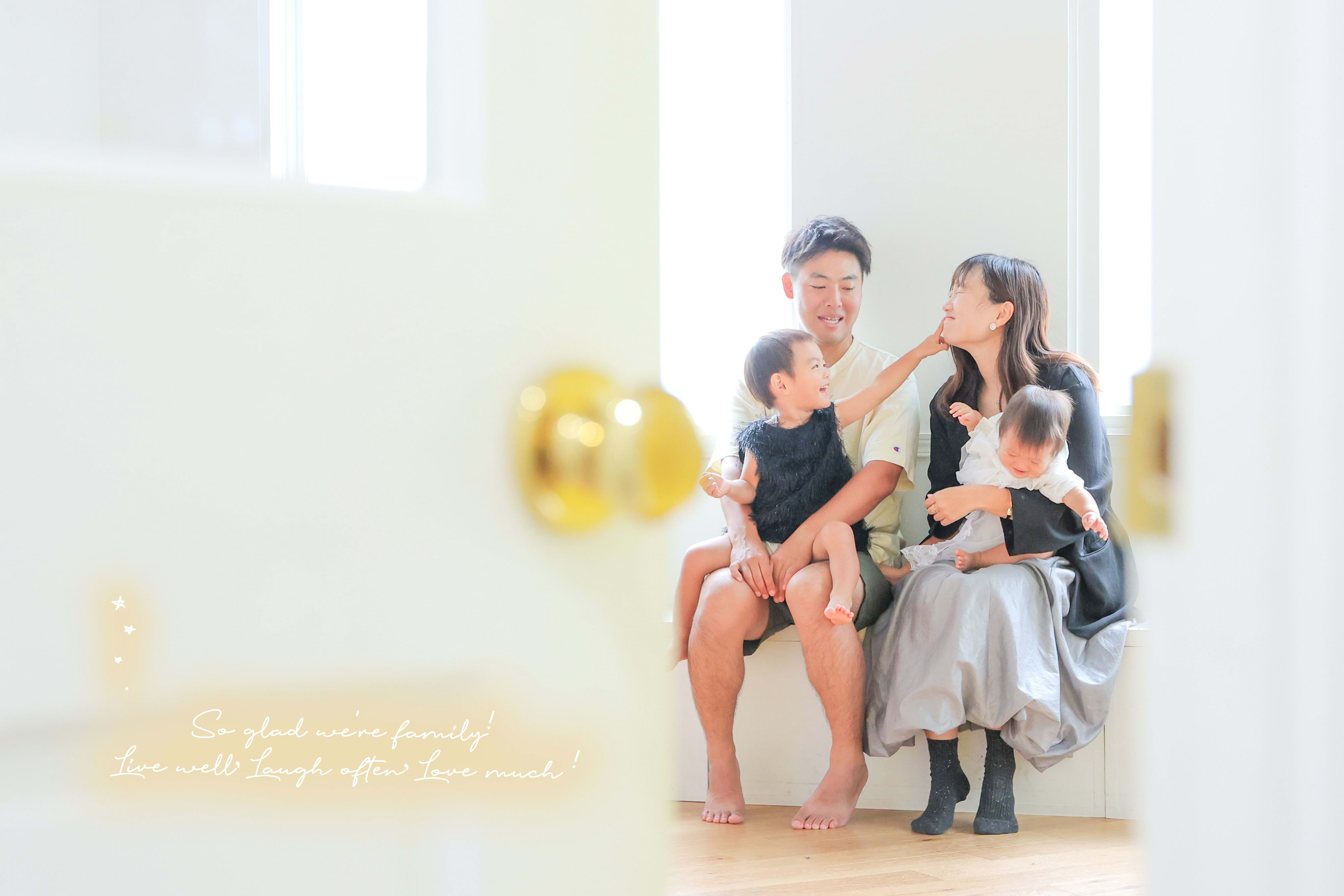 家族写真　ファミリーフォト　お揃い　リンクコーデ