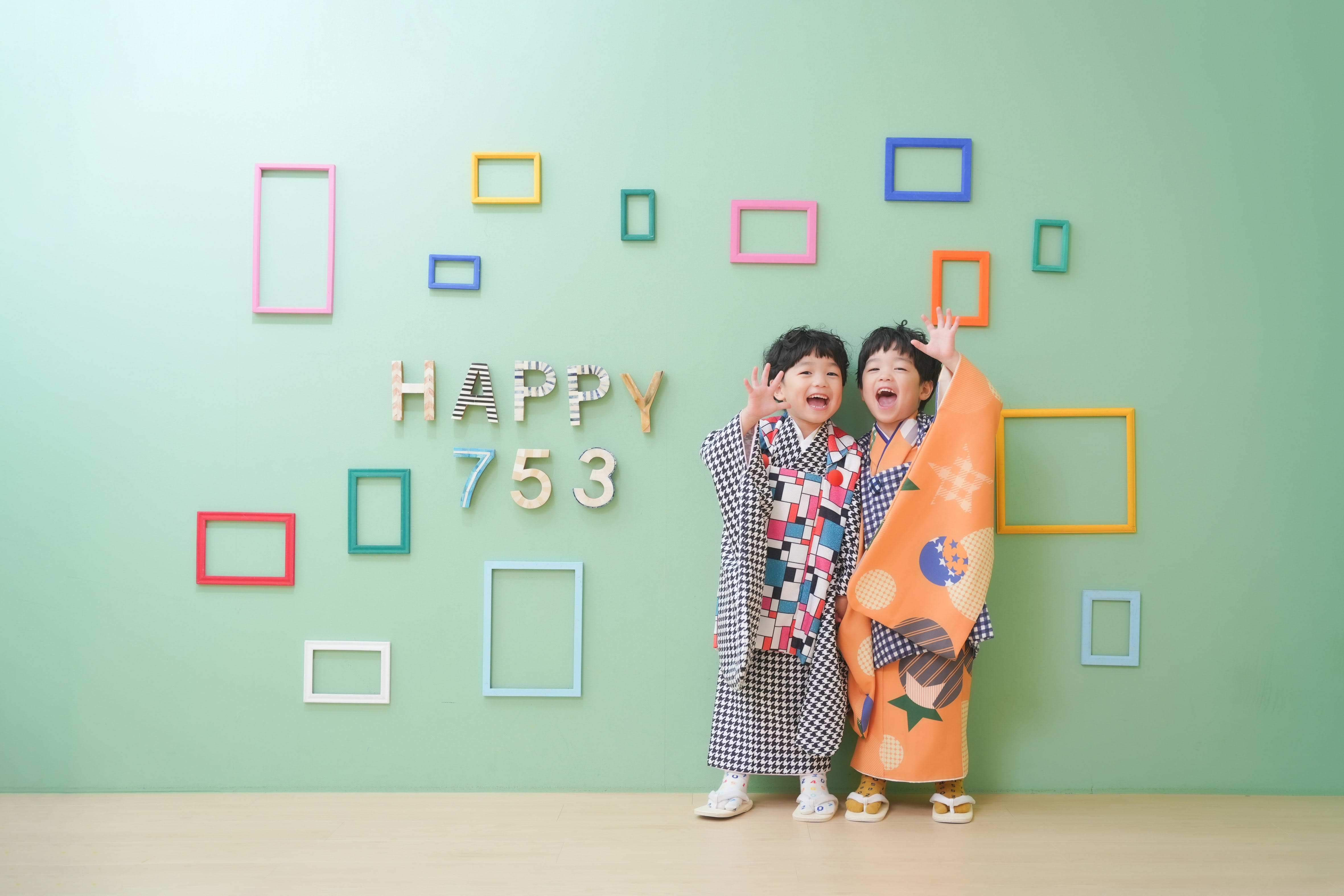 双子　着物　男の子　3歳