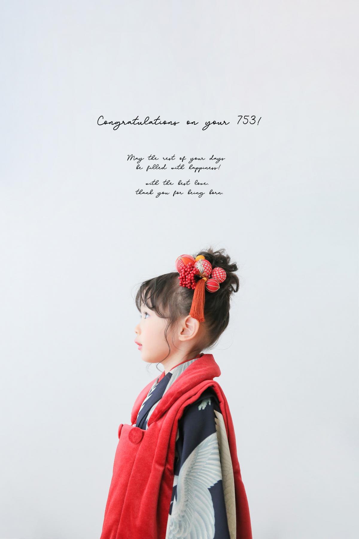 七五三　3歳女の子　可愛い　カラフル　キッズフォトスタジオ　ハピスタ