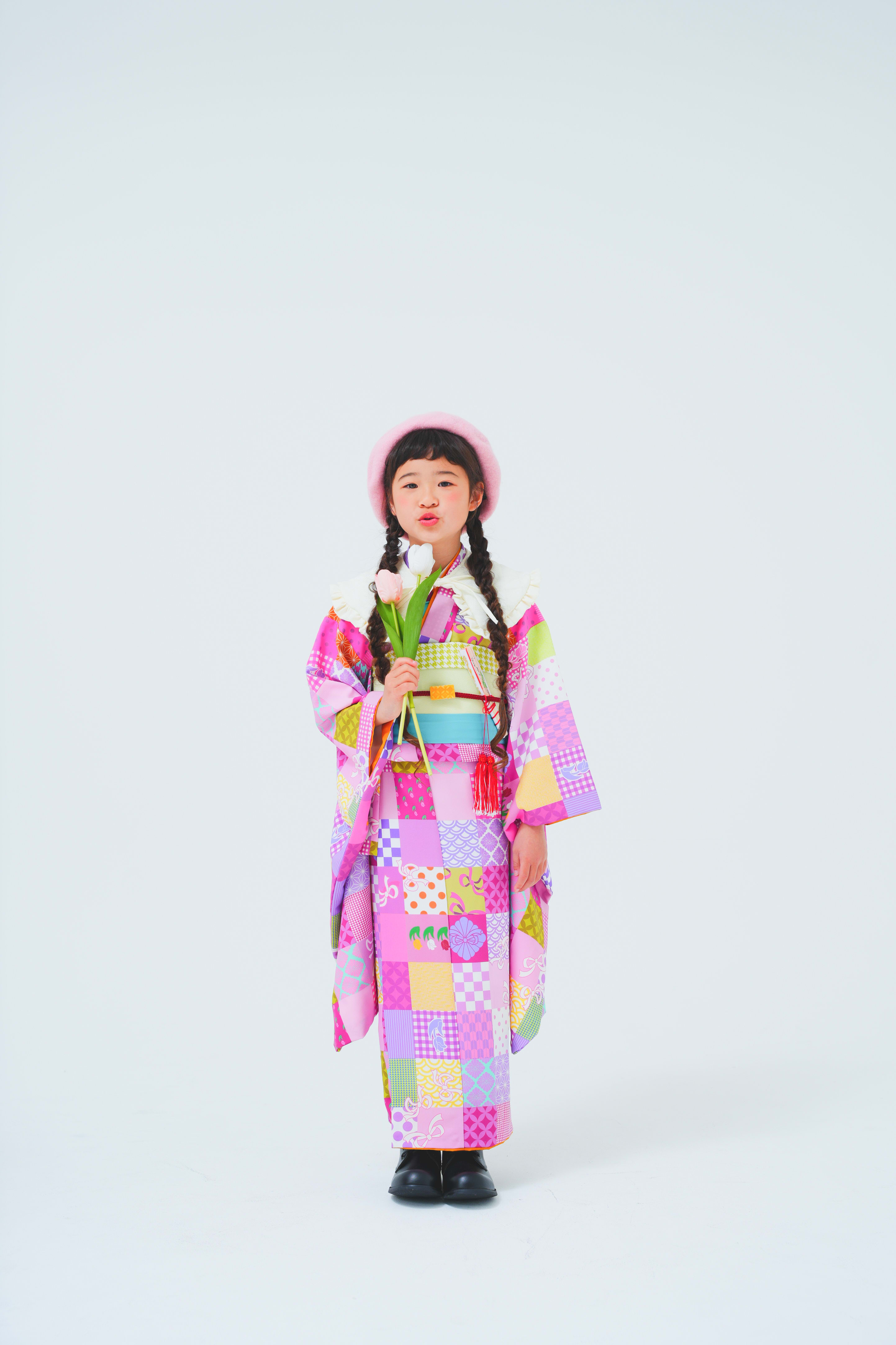 七五三　7歳　ハピスタコーデ　女の子