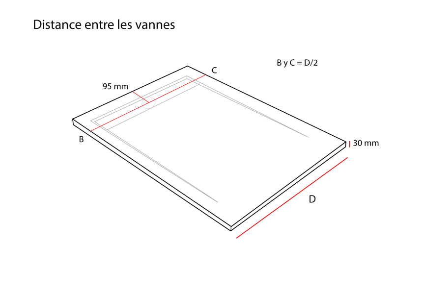 Receveur de douche en résine Design Stile Bruntec croquis 4