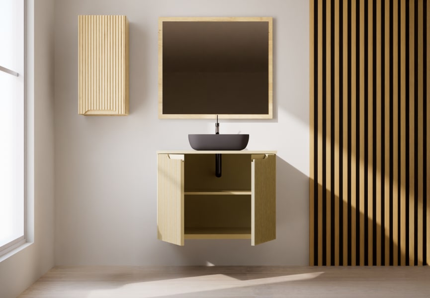Mueble de Baño de madera maciza a Medida con encimera Alpes 14 Bruntec detalle 3