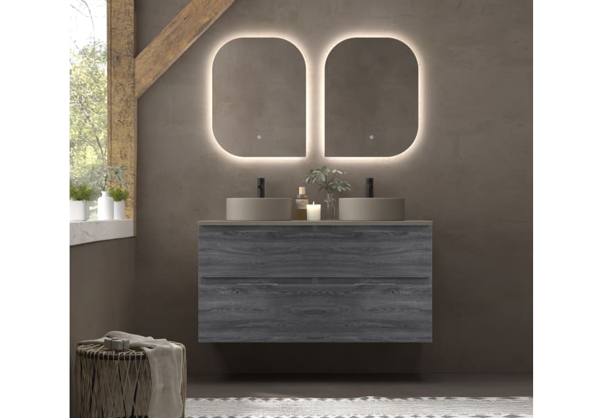 Conjunto mueble de baño con lavabo sobre encimera de microtec Avila Dos Carmen principal 4