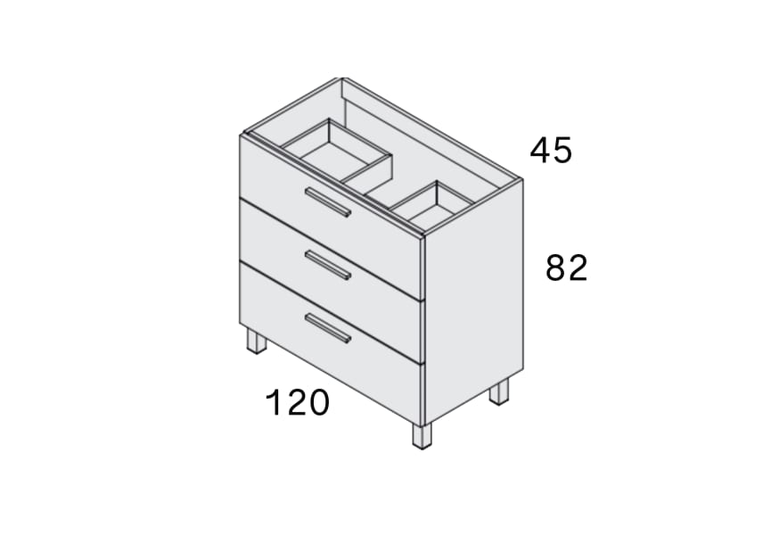 Conjunto mueble de baño Gaia Bruntec croquis 3