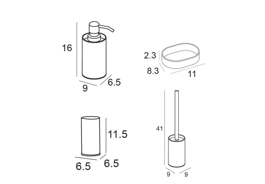 Conjunto accesorios de baño Eco Manillons Torrent croquis 5