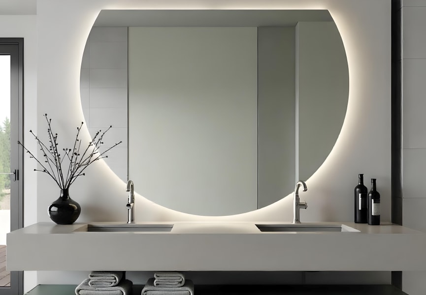 Espejo media luna con luz LED Zoni Bruntec principal 3