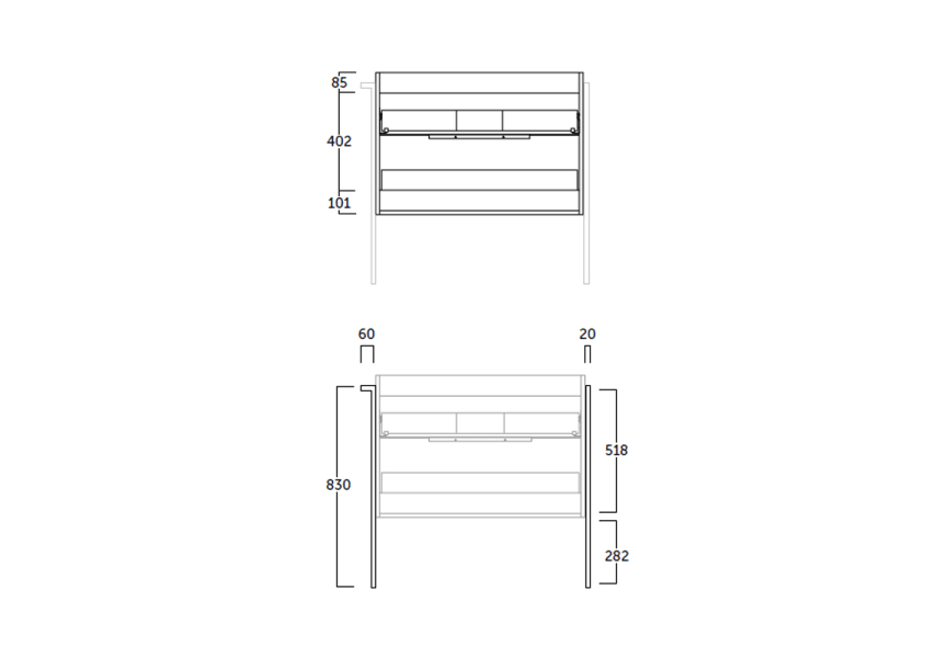 Meuble de salle de bains Galsaky industrial Coycama croquis 12